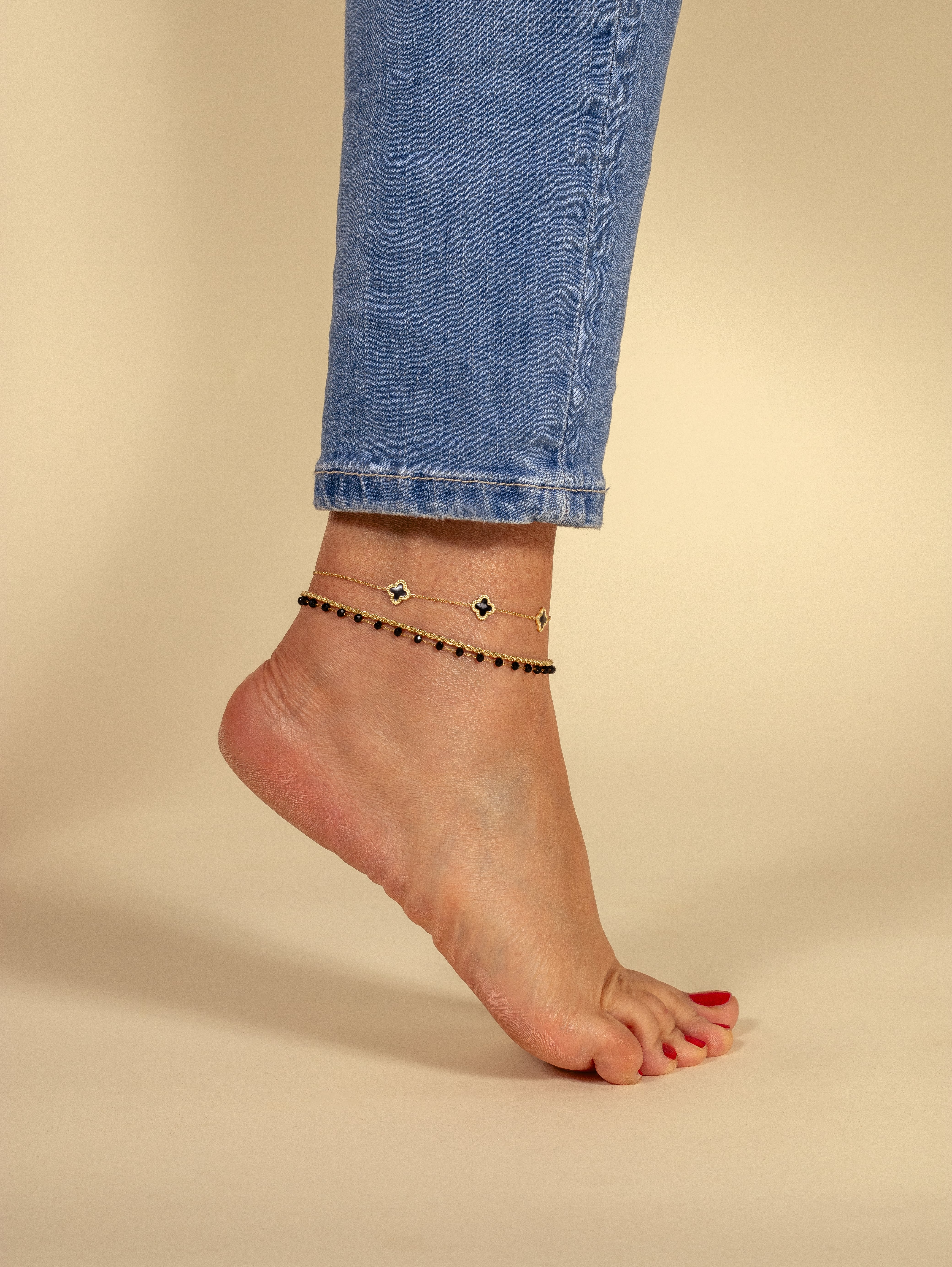Layered Black Gold Anklet