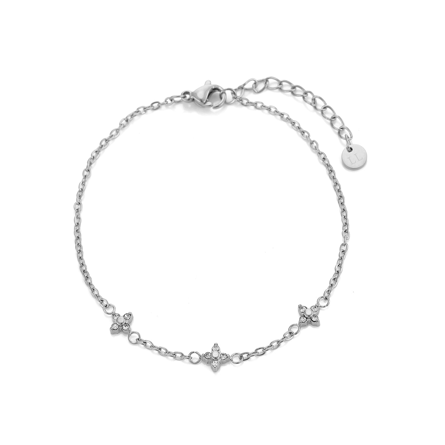 Armband bloemen met zirkonia zilver - Desieradenconcurrent.nl