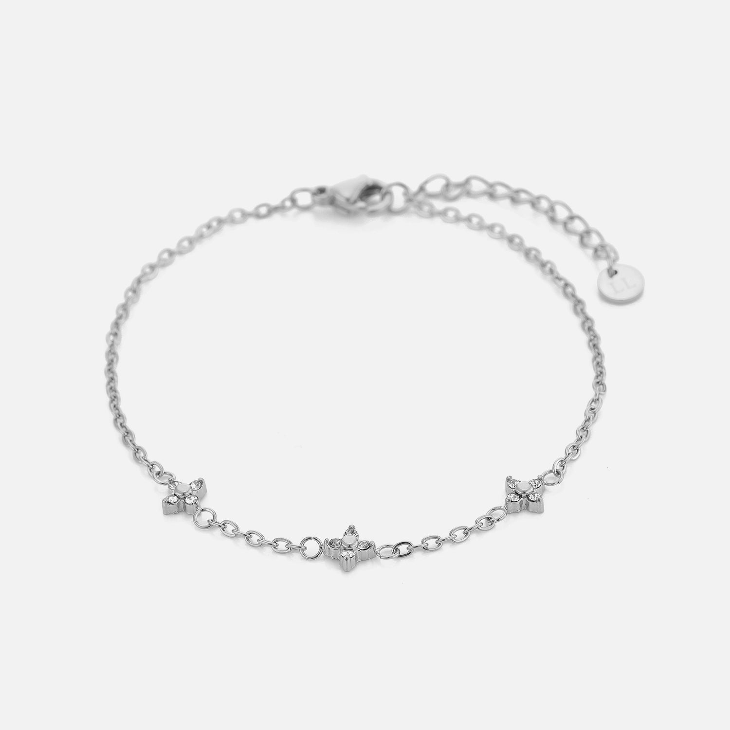Armband bloemen met zirkonia zilver - Desieradenconcurrent.nl