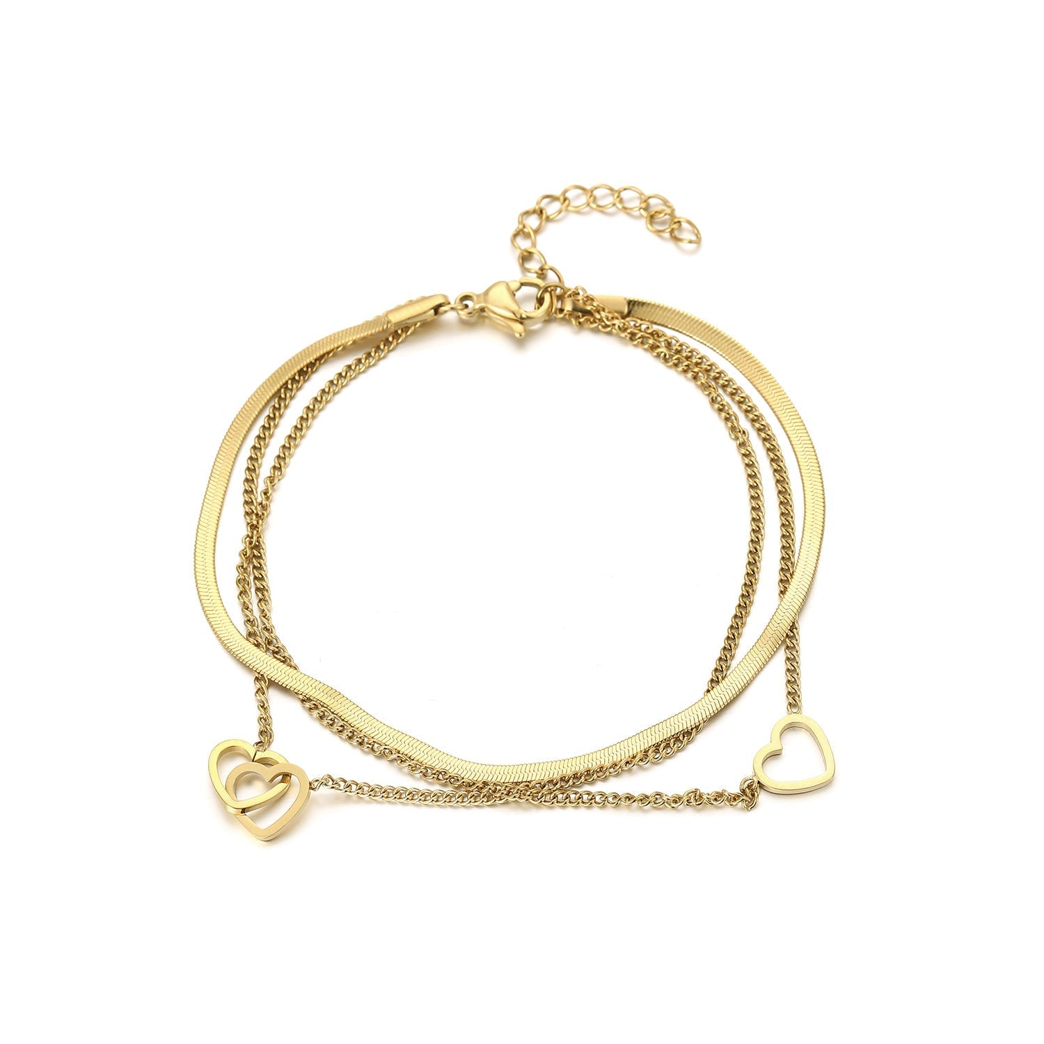Armband drielaags hart goud - Desieradenconcurrent.nl