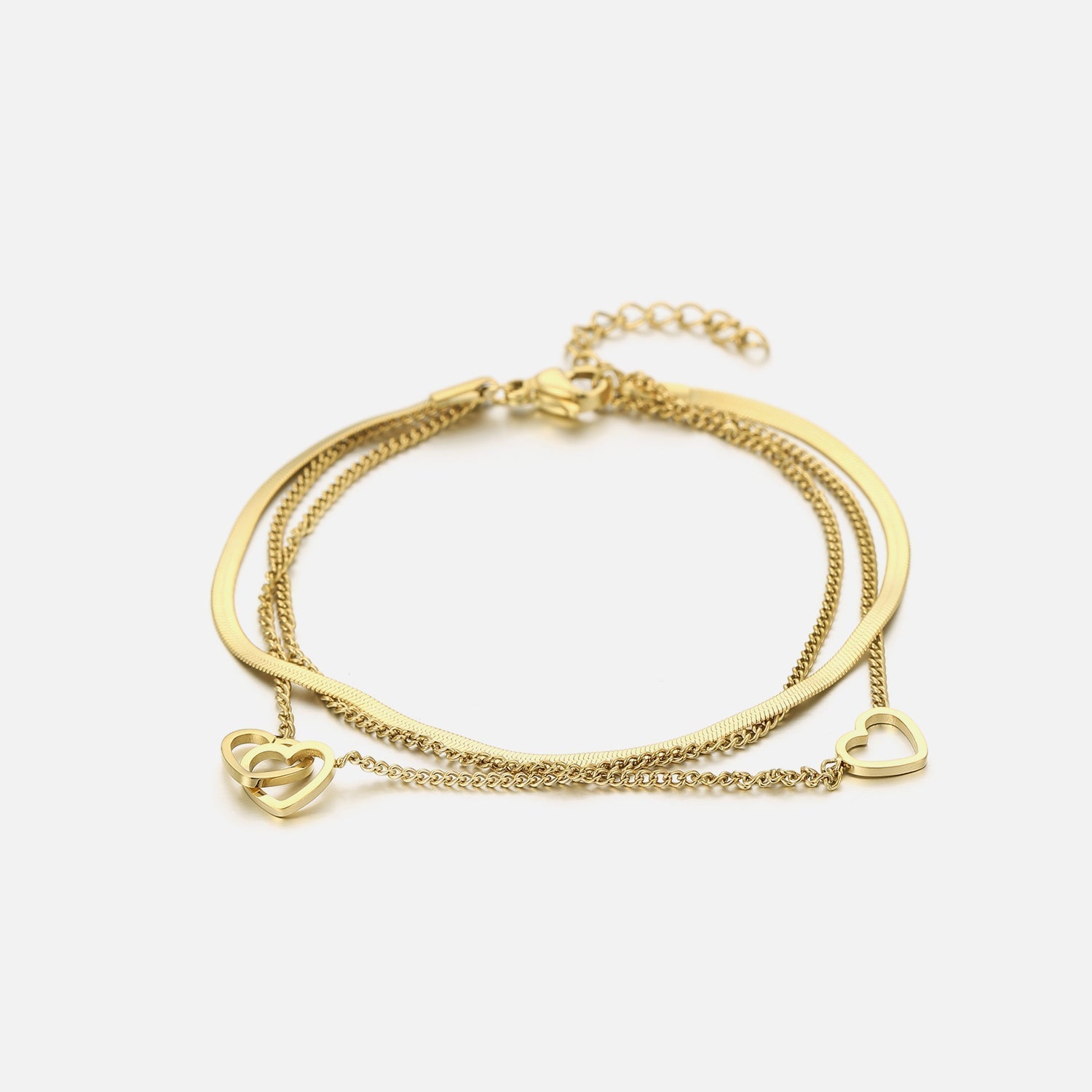 Armband drielaags hart goud - Desieradenconcurrent.nl