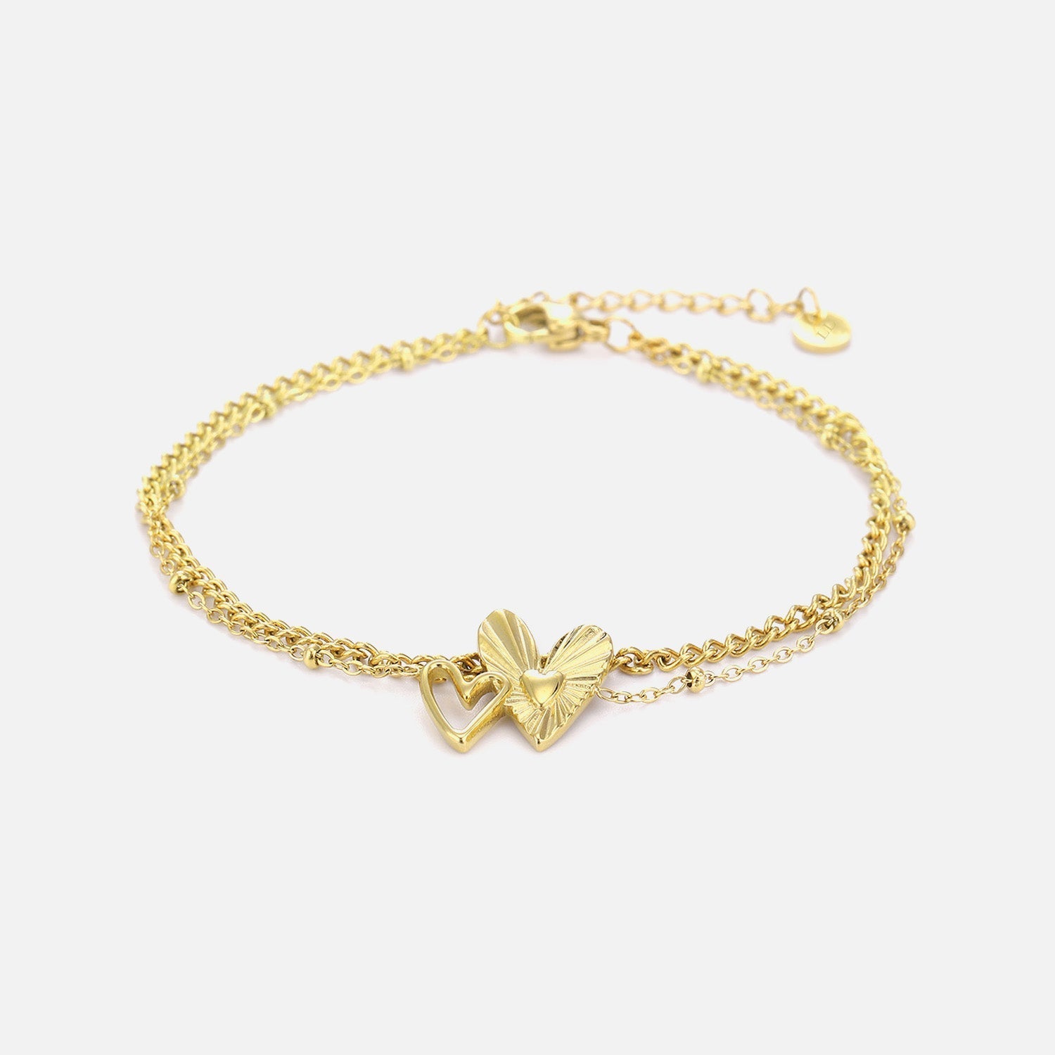 Armband dubbel hartje goud - Desieradenconcurrent.nl