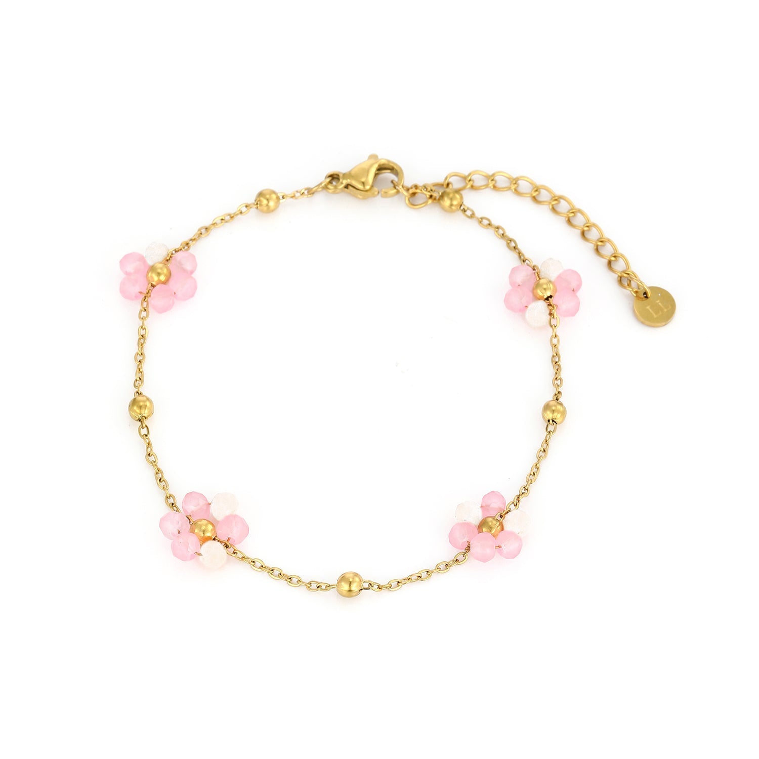 Armband fancy flower goud - Desieradenconcurrent.nl