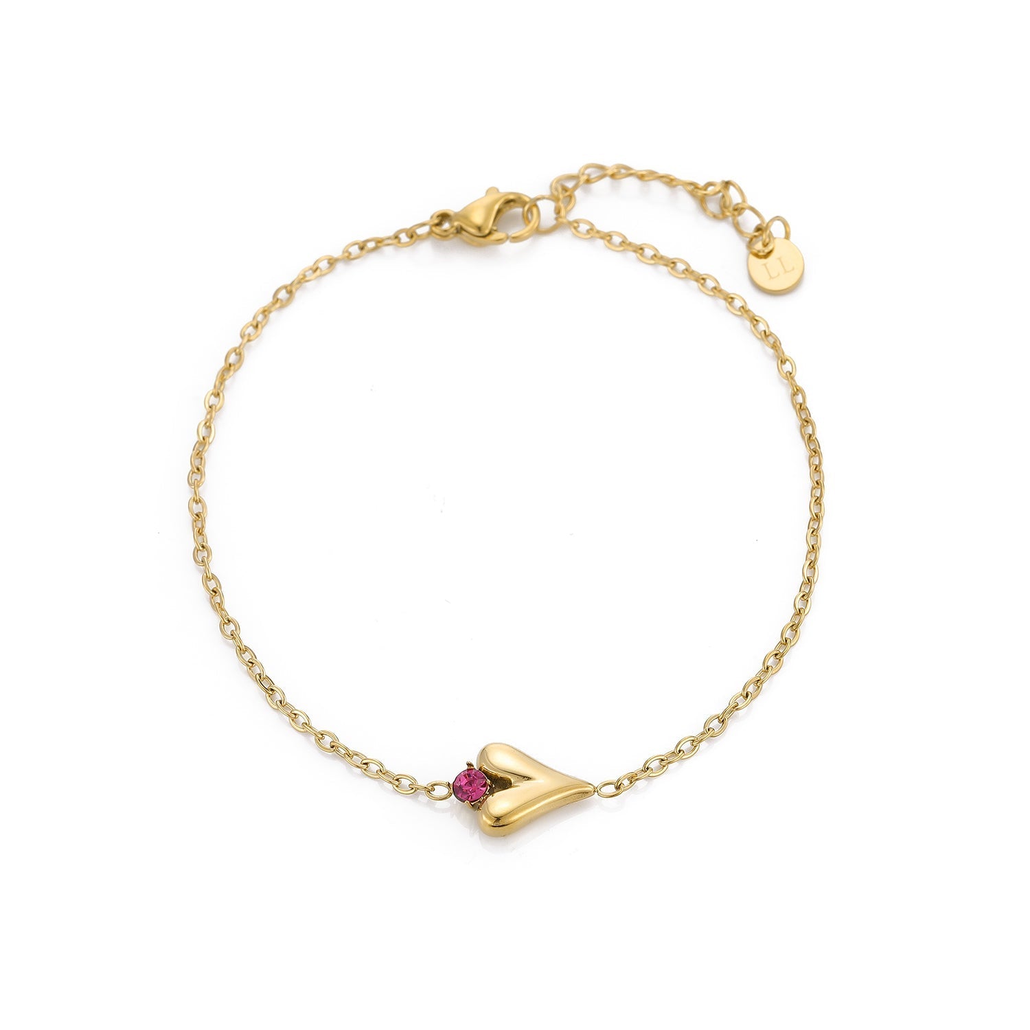 Armband fancy hart met roze steen goud - Desieradenconcurrent.nl
