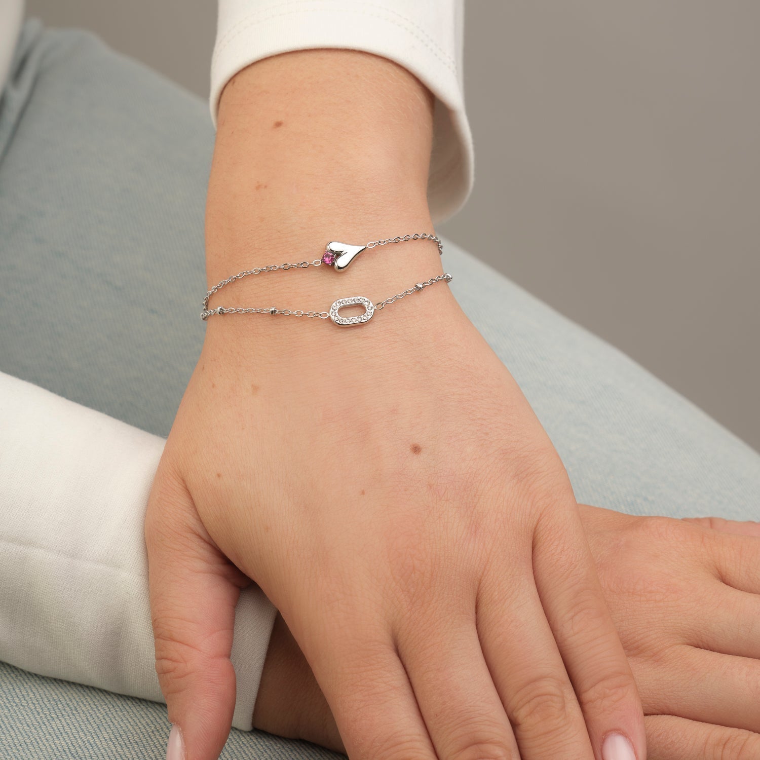 Armband fancy ovaal steentjes zilver - Desieradenconcurrent.nl