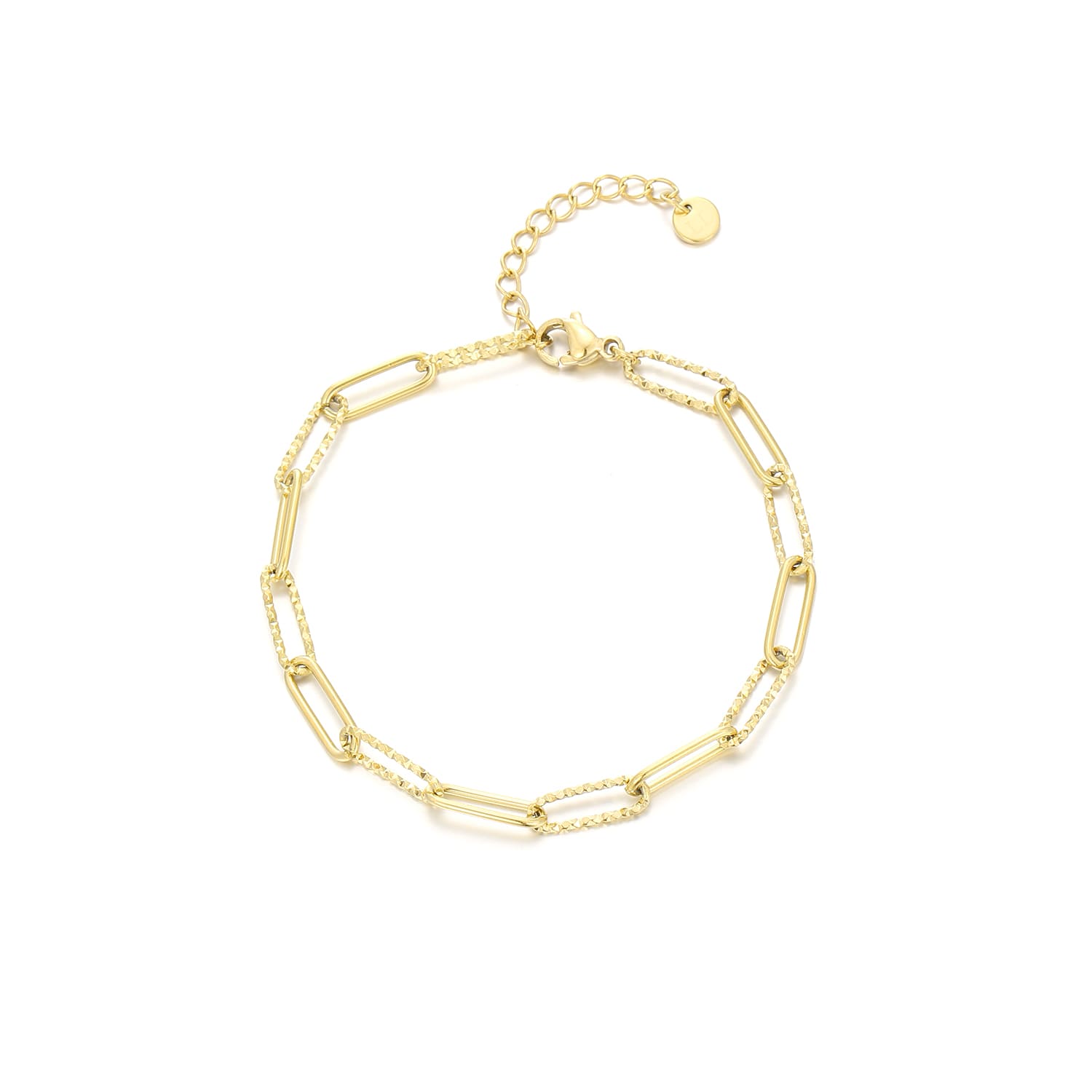 Armband fancy paperclip goud - Desieradenconcurrent.nl