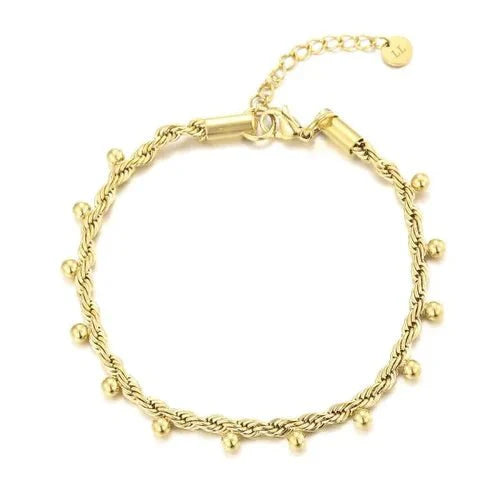 Armband gedraaid bollen goud - Desieradenconcurrent.nl