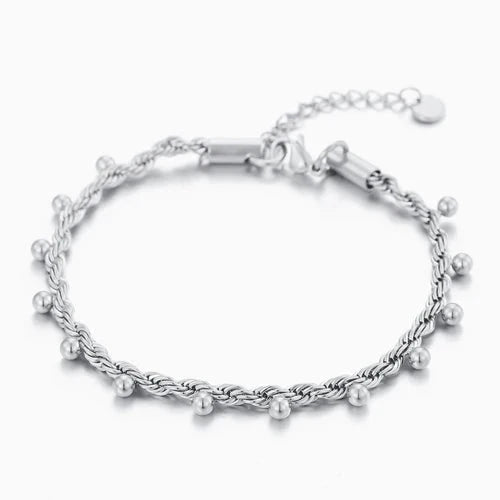 Armband gedraaid bollen zilver - Desieradenconcurrent.nl