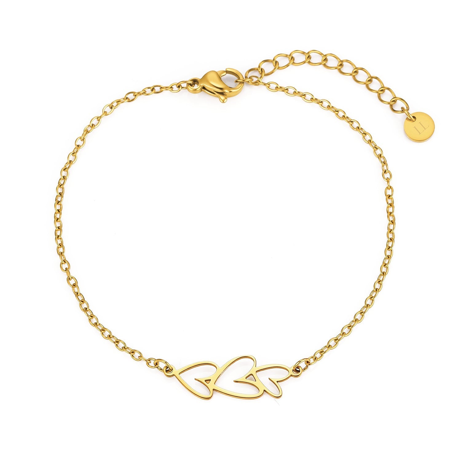 Armband gevormde hartjes goud - Desieradenconcurrent.nl