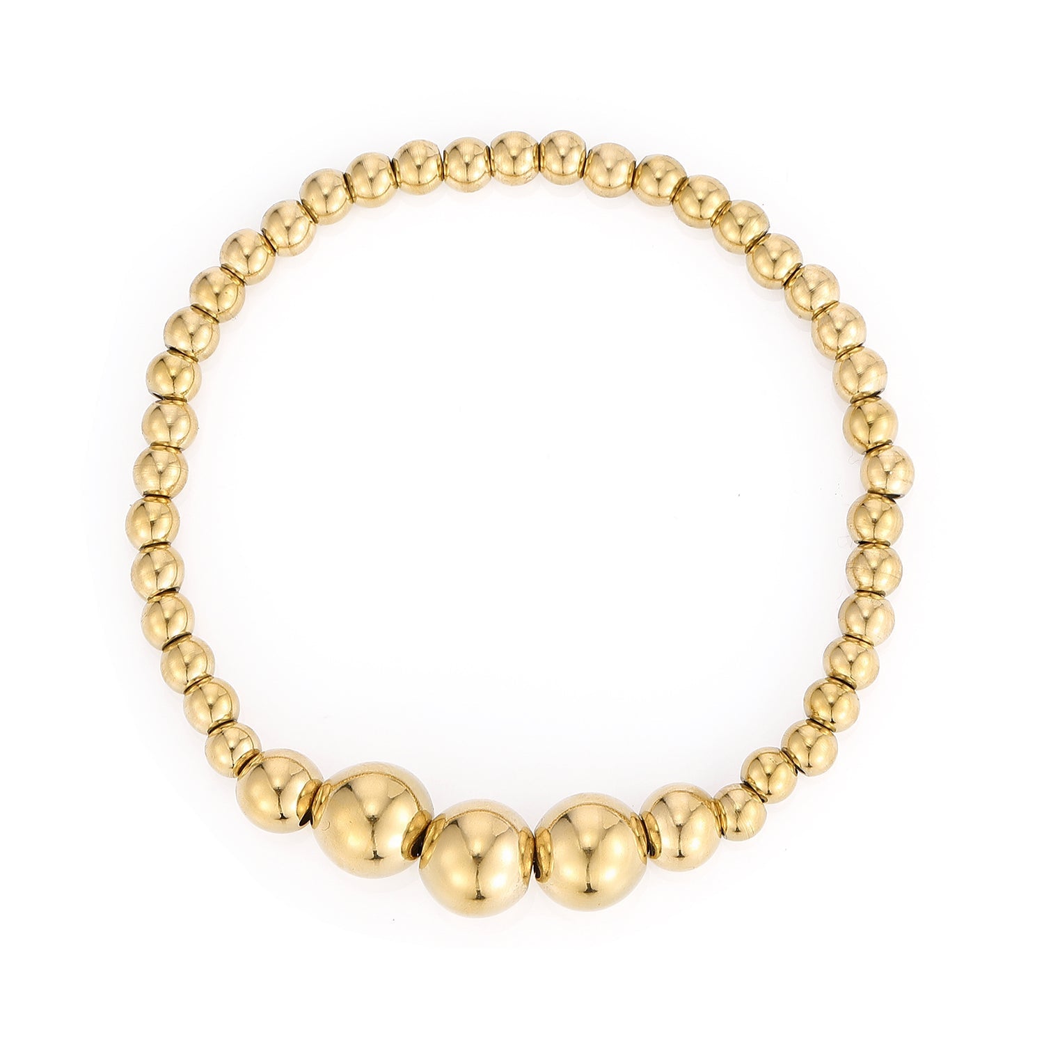 Armband grote bolletjes stretch goud - Desieradenconcurrent.nl