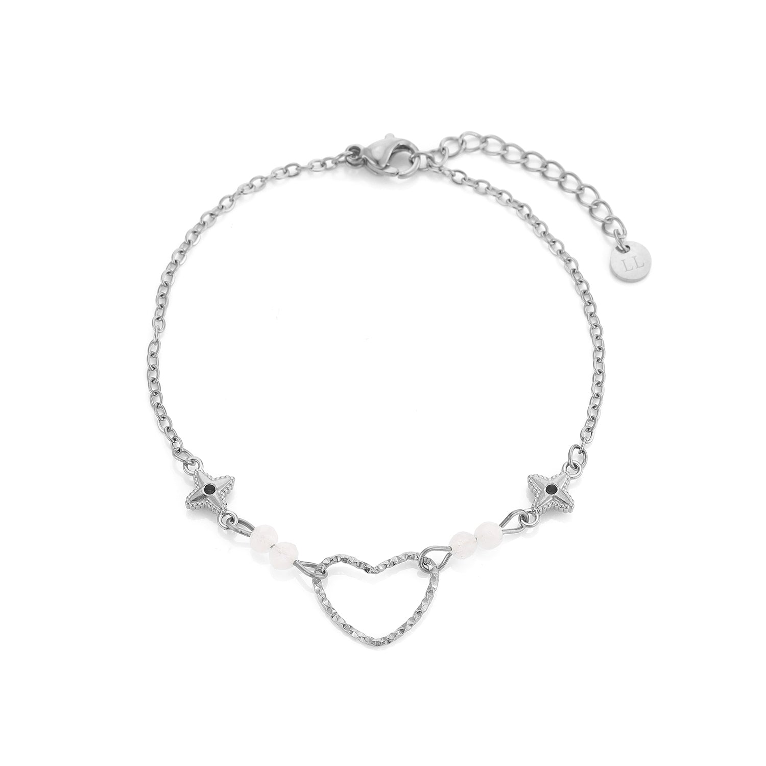 Armband hartje sterren zilver - Desieradenconcurrent.nl