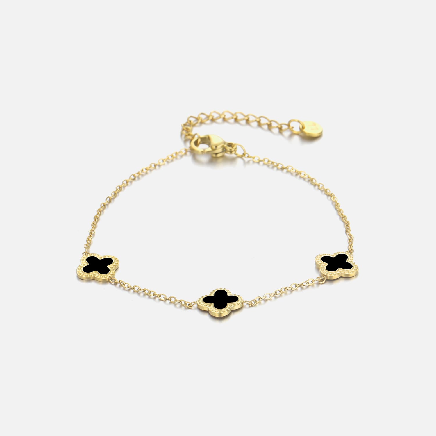 Armband klaver gold/black - Desieradenconcurrent.nl