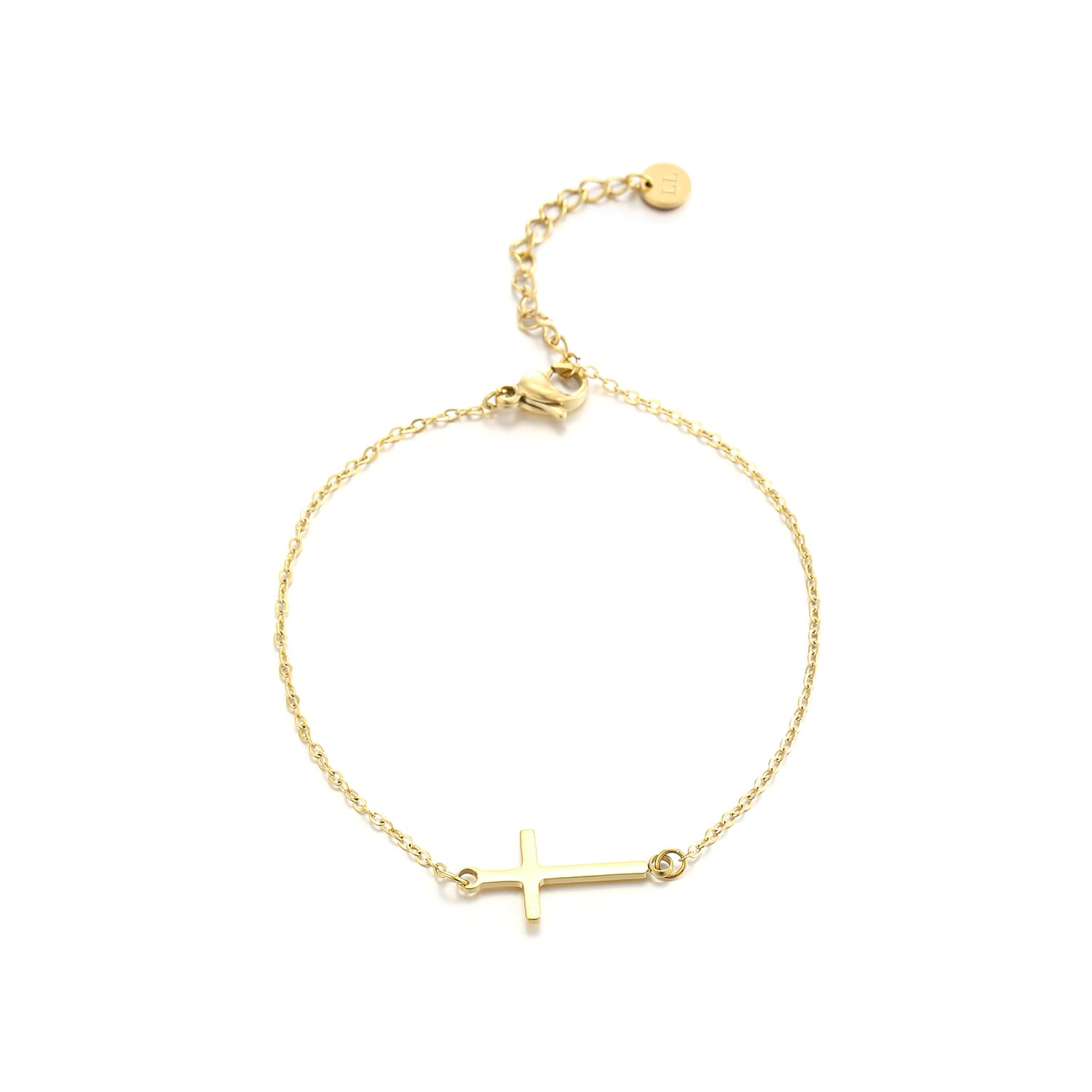 Armband met kruisje goud - Desieradenconcurrent.nl
