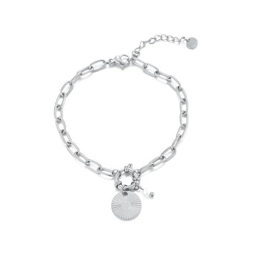 Armband munt en parel zilver - Desieradenconcurrent.nl