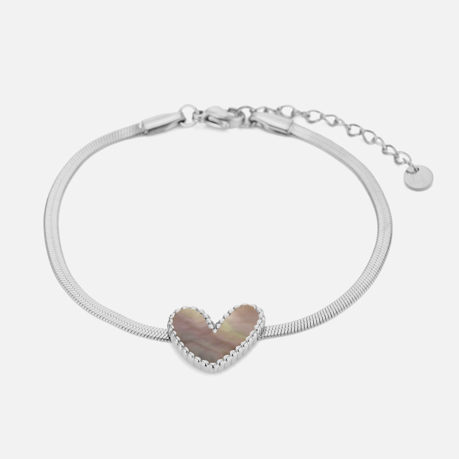 Armband parelmoer hart zilver - Desieradenconcurrent.nl