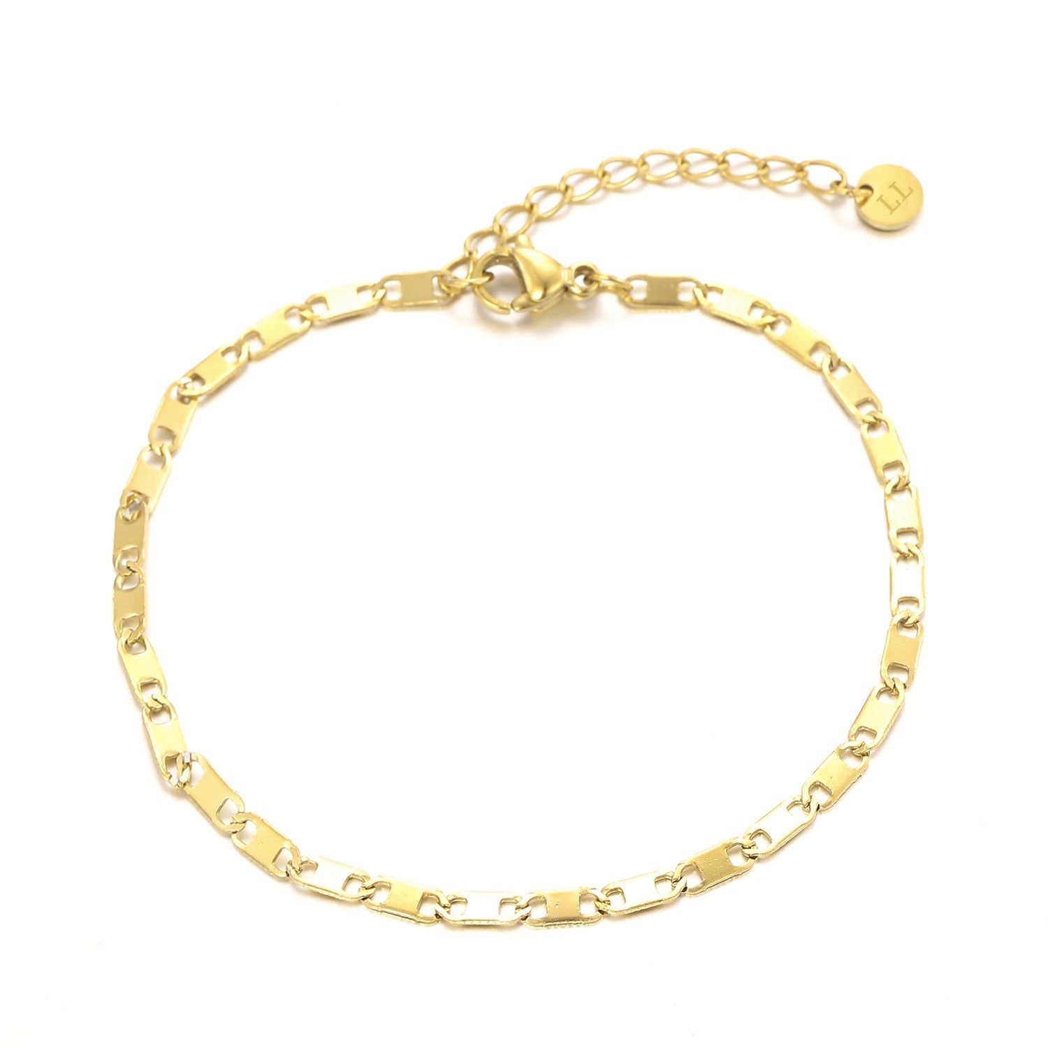 Armband platte schakel goud - Desieradenconcurrent.nl