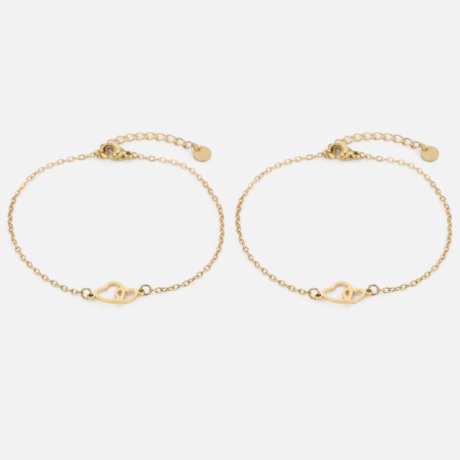 Armband set connected hartjes goud - Desieradenconcurrent.nl