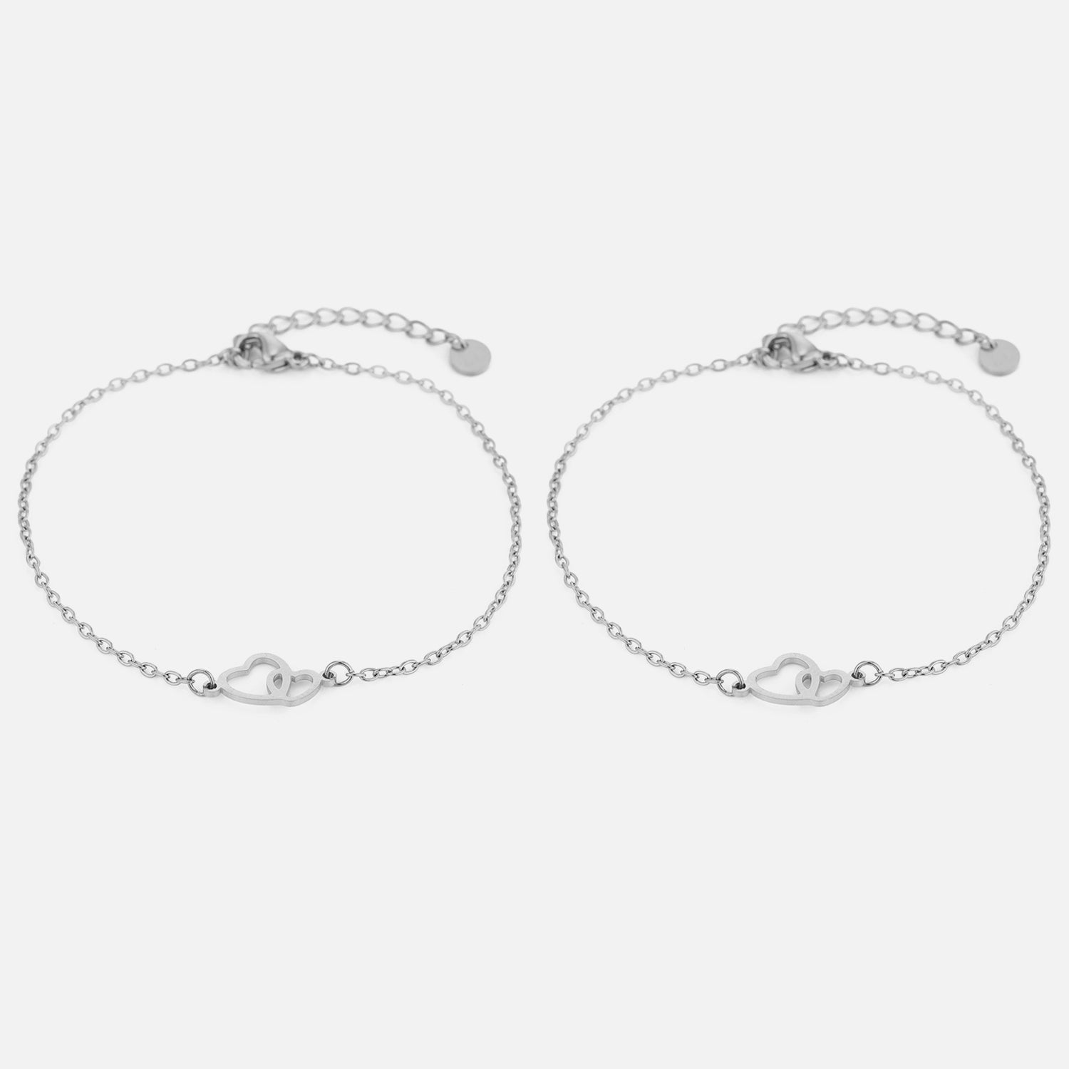 Armband set connected hartjes zilver - Desieradenconcurrent.nl