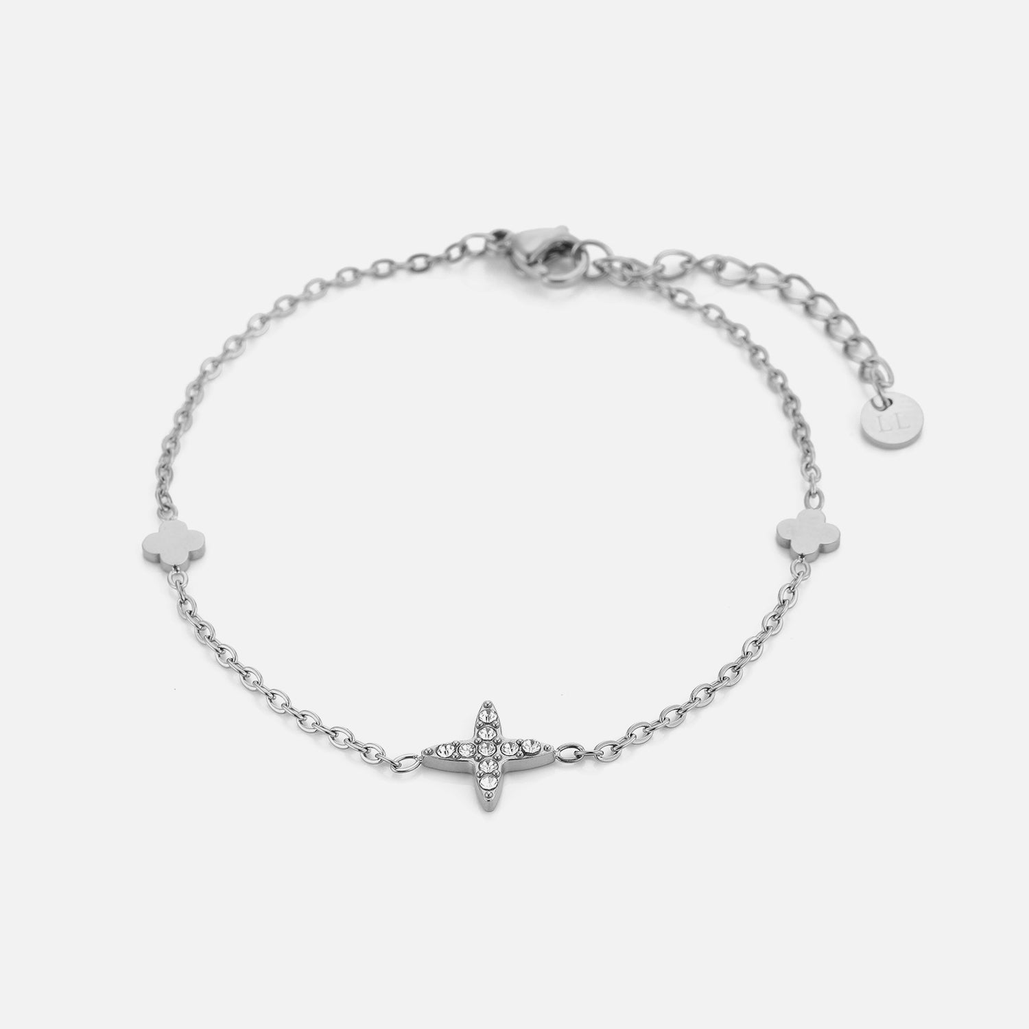 Armband ster en klavers zilver - Desieradenconcurrent.nl