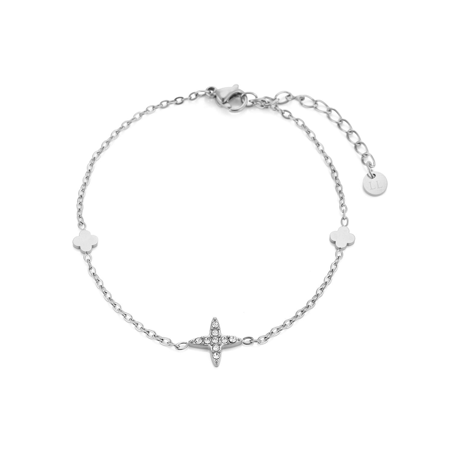 Armband ster en klavers zilver - Desieradenconcurrent.nl
