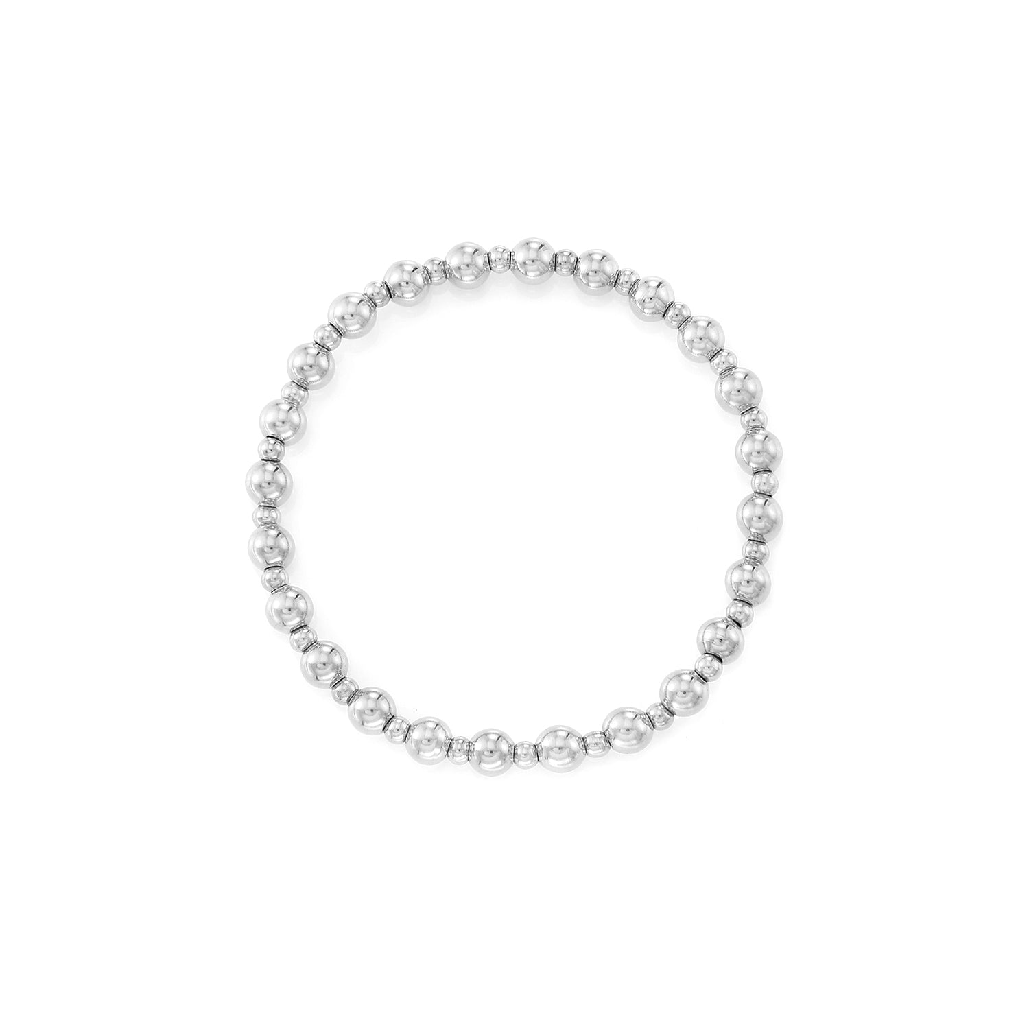 Armband stretch bolletjes zilver - Desieradenconcurrent.nl