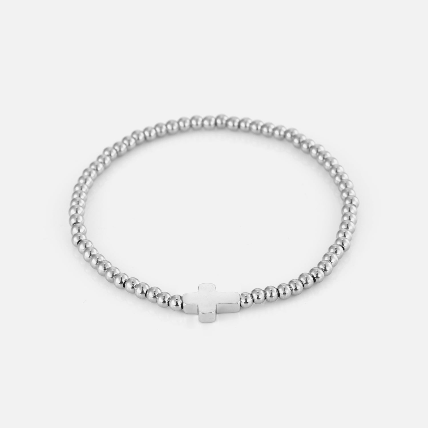 Armband stretch kruisje zilver - Desieradenconcurrent.nl
