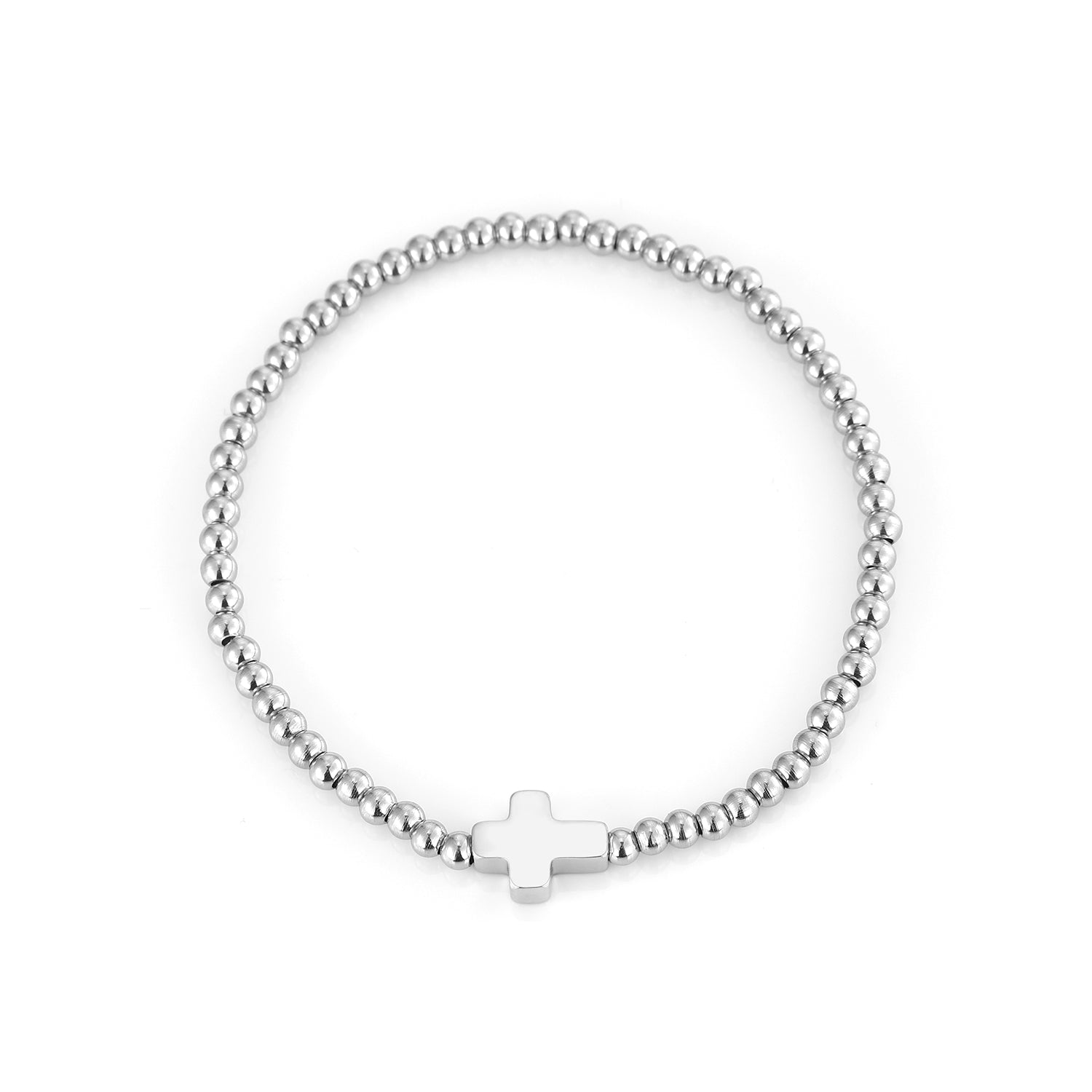 Armband stretch kruisje zilver - Desieradenconcurrent.nl