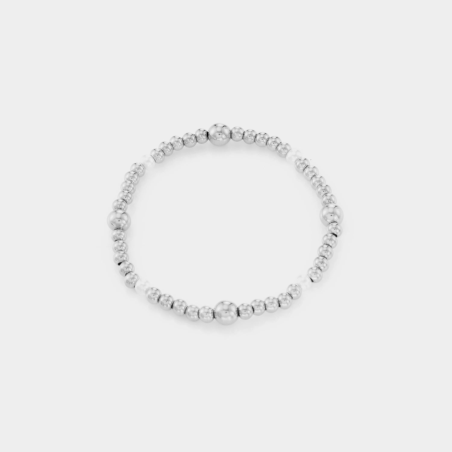 Armband stretch parel zilver - Desieradenconcurrent.nl