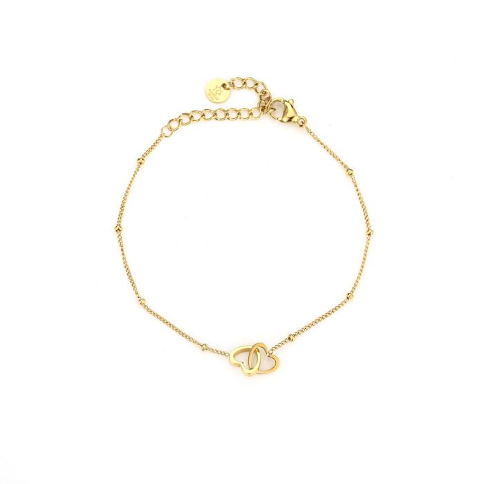 Armband verbonden hartjes goud - Desieradenconcurrent.nl