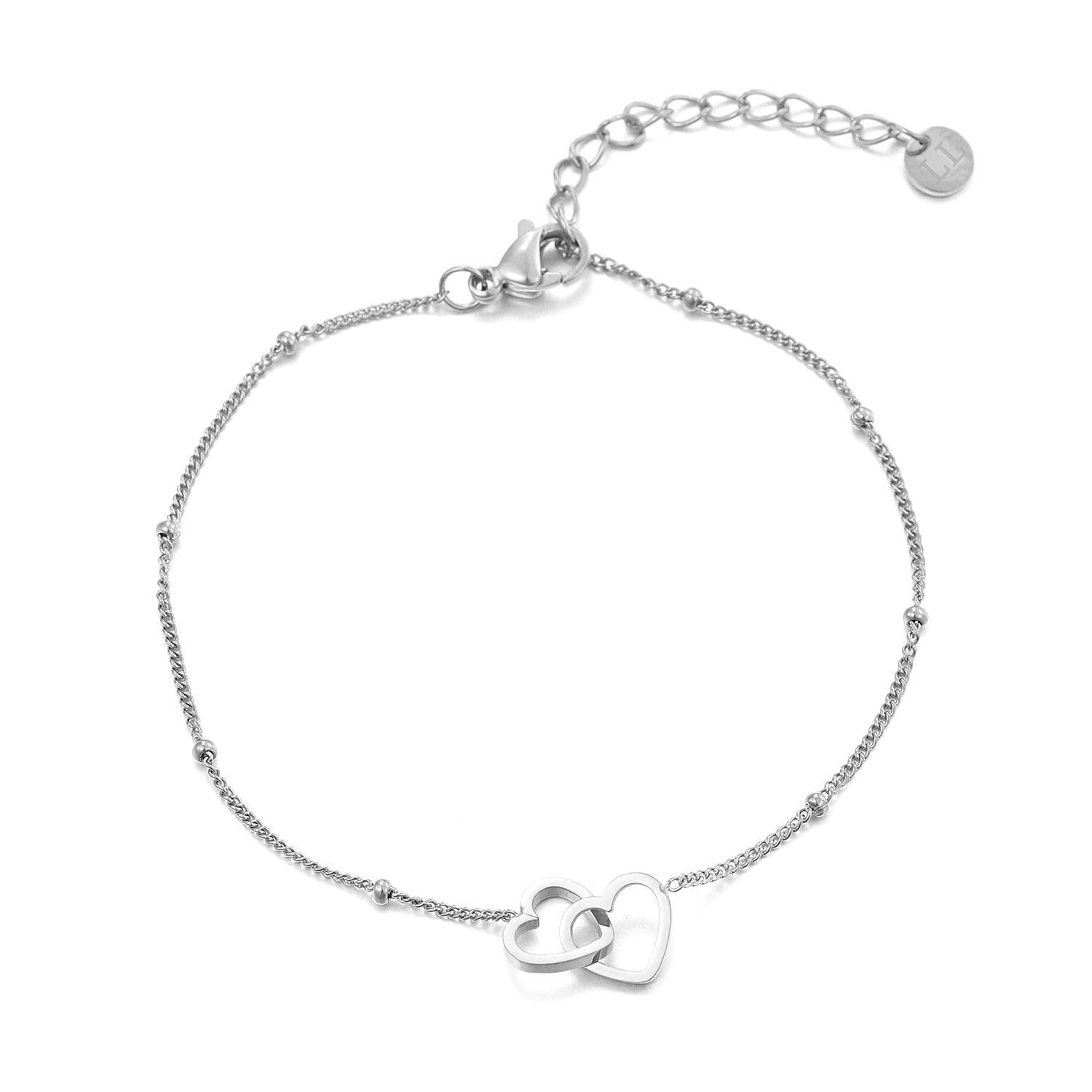 Armband verbonden hartjes zilver - Desieradenconcurrent.nl