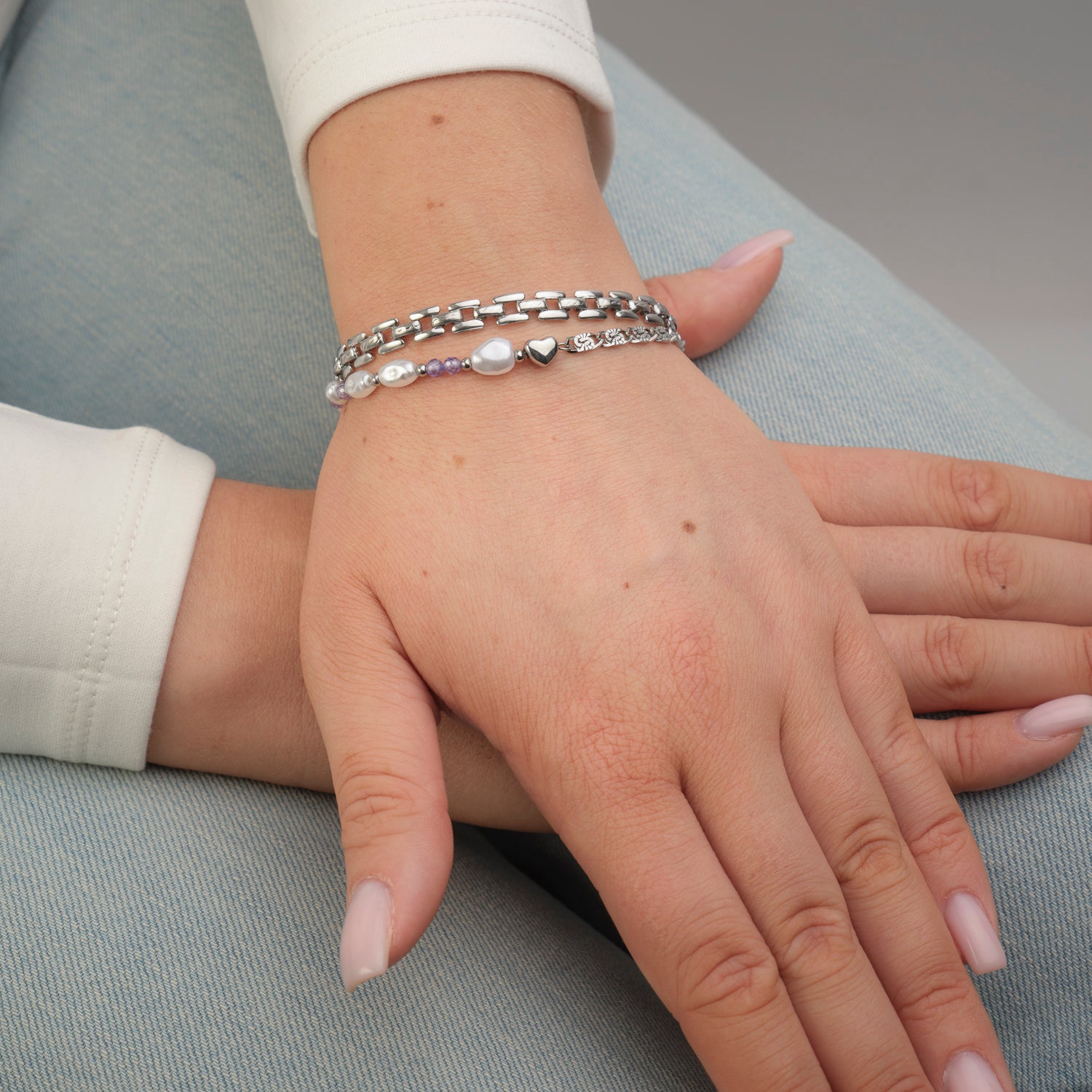 Armband vierkante schakel zilver - Desieradenconcurrent.nl