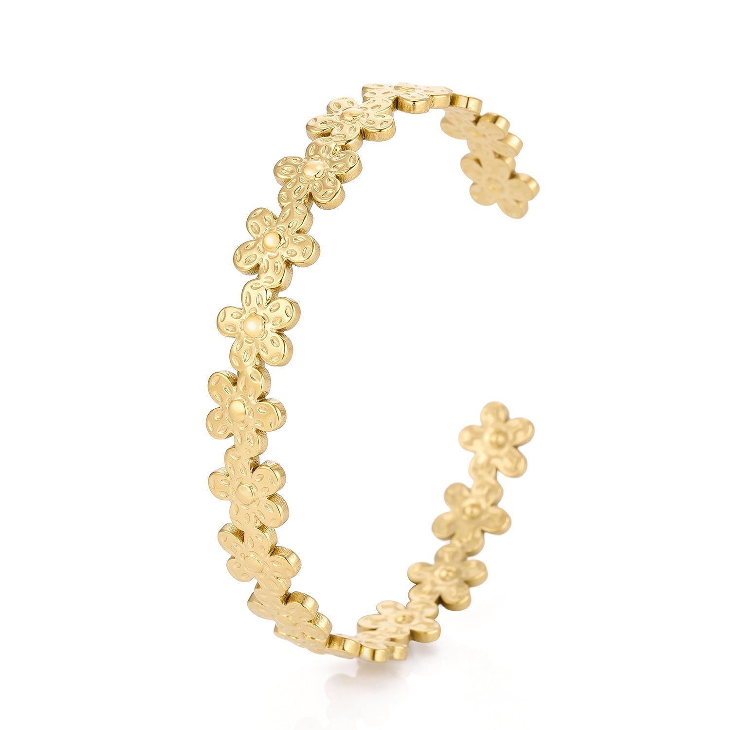 Bangle bloemen goud - Desieradenconcurrent.nl