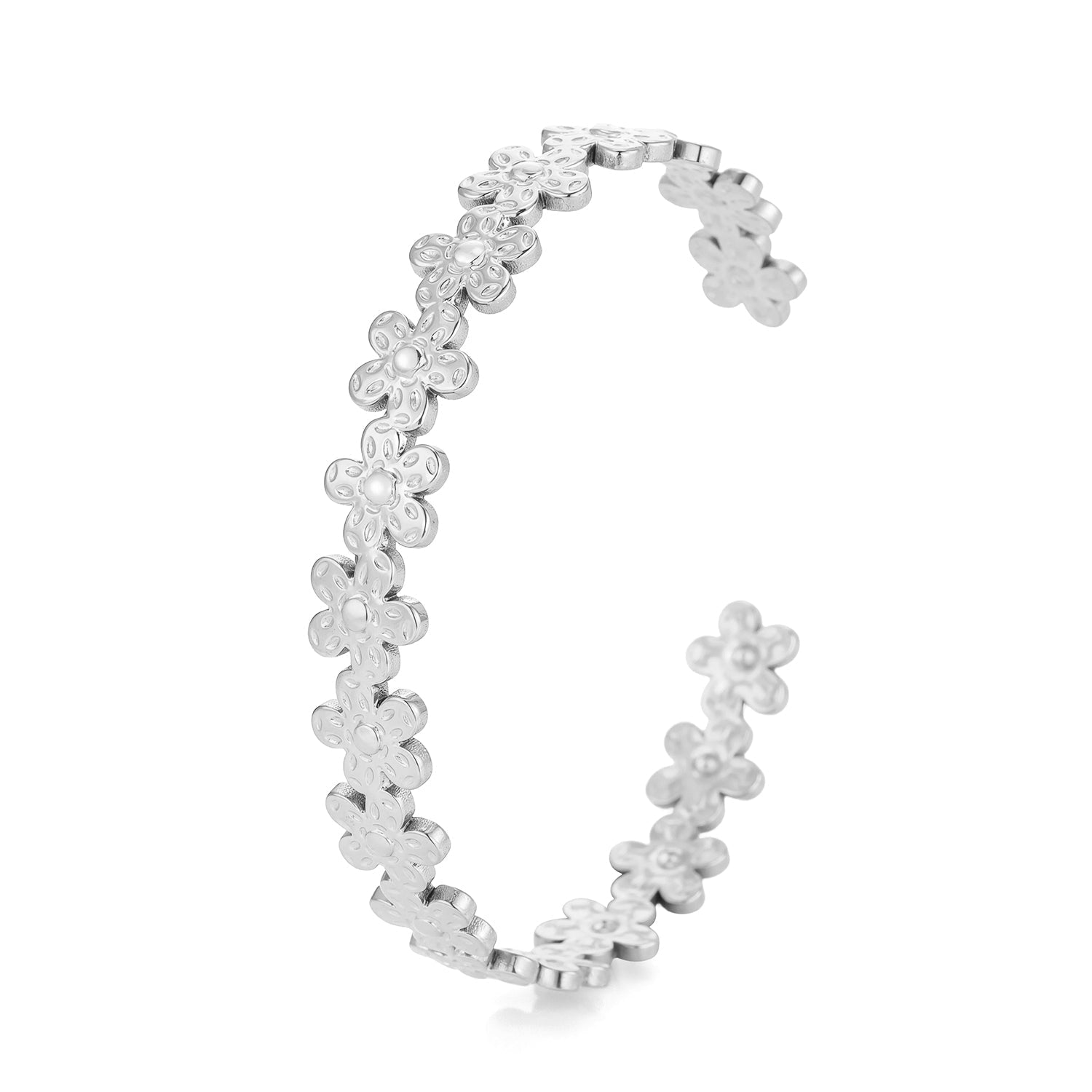 Bangle bloemen zilver - Desieradenconcurrent.nl