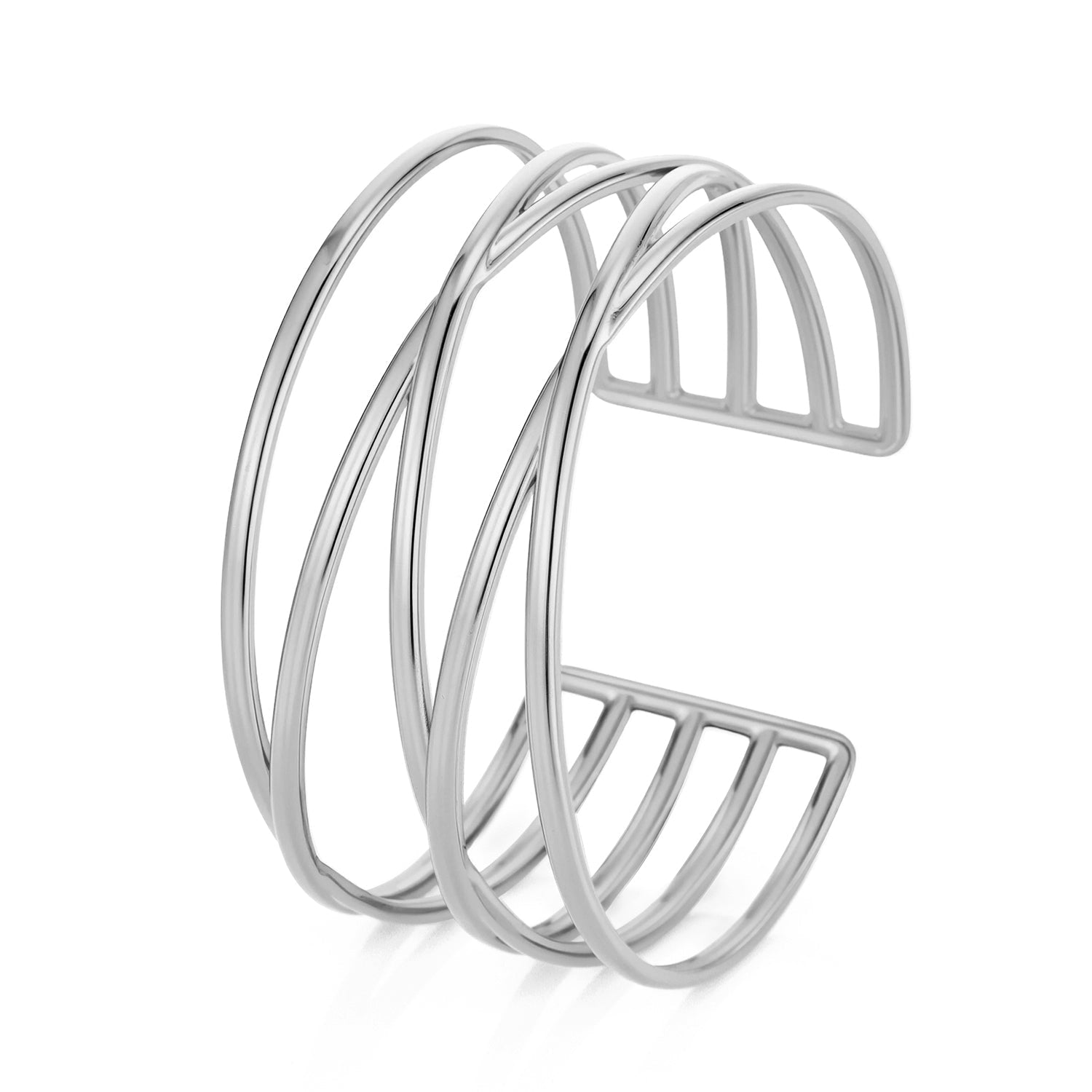 Bangle open lijnen zilver - Desieradenconcurrent.nl