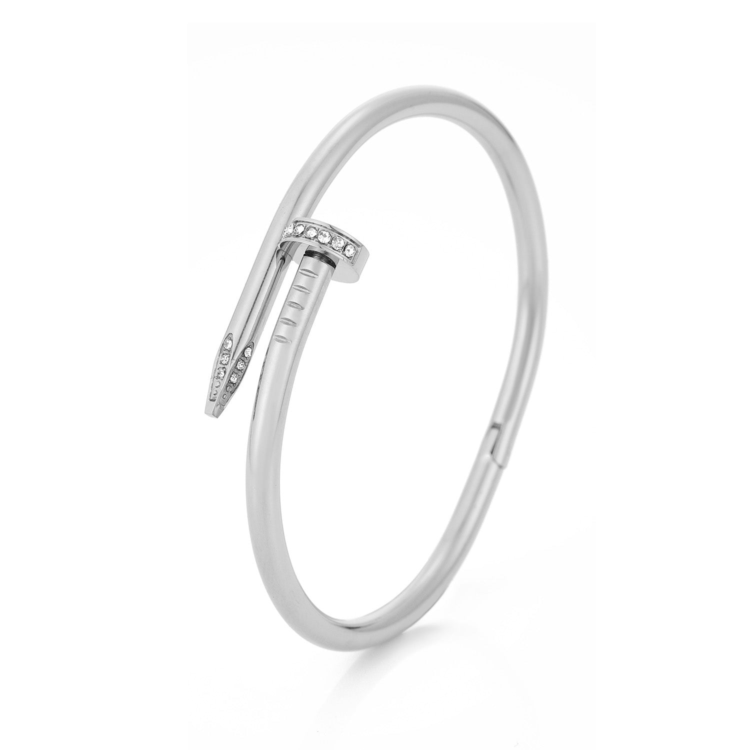 Bangle spijker steentjes zilver - Desieradenconcurrent.nl
