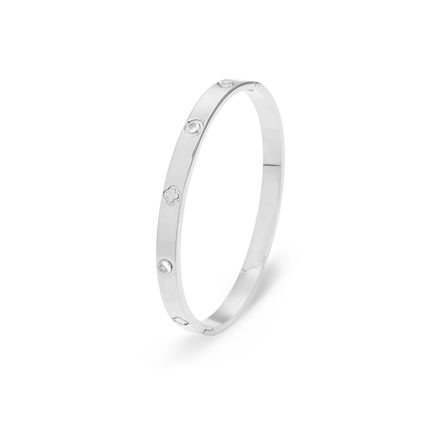 Bangle steentje klaver zilver - Desieradenconcurrent.nl