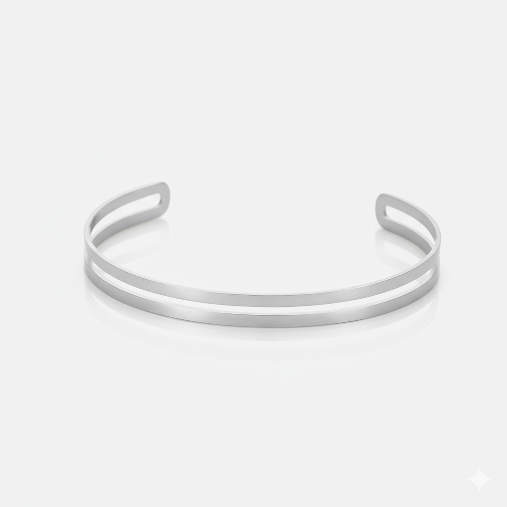 Bangle twee banden zilver - Desieradenconcurrent.nl