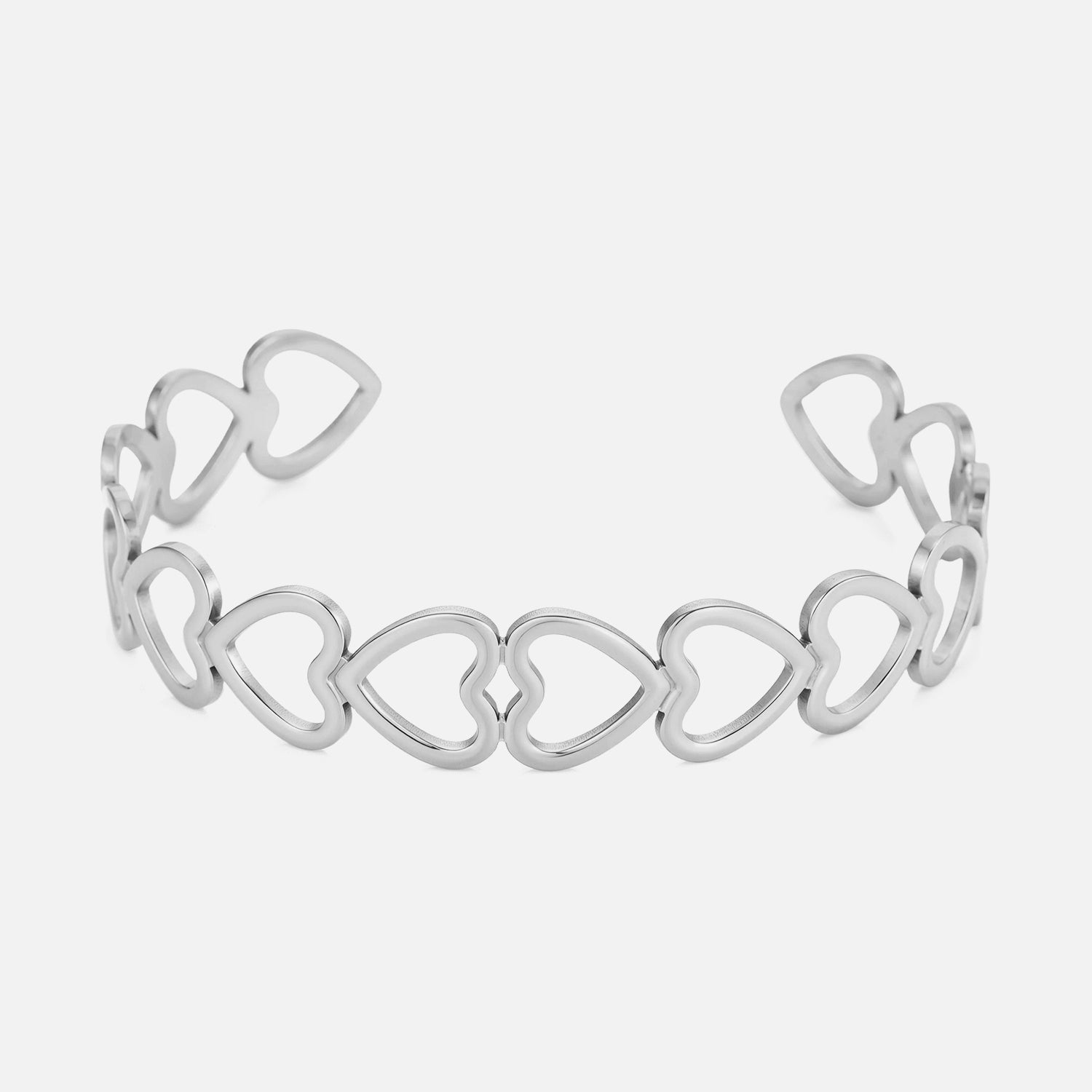 Bangle verbonden hartjes zilver - Desieradenconcurrent.nl