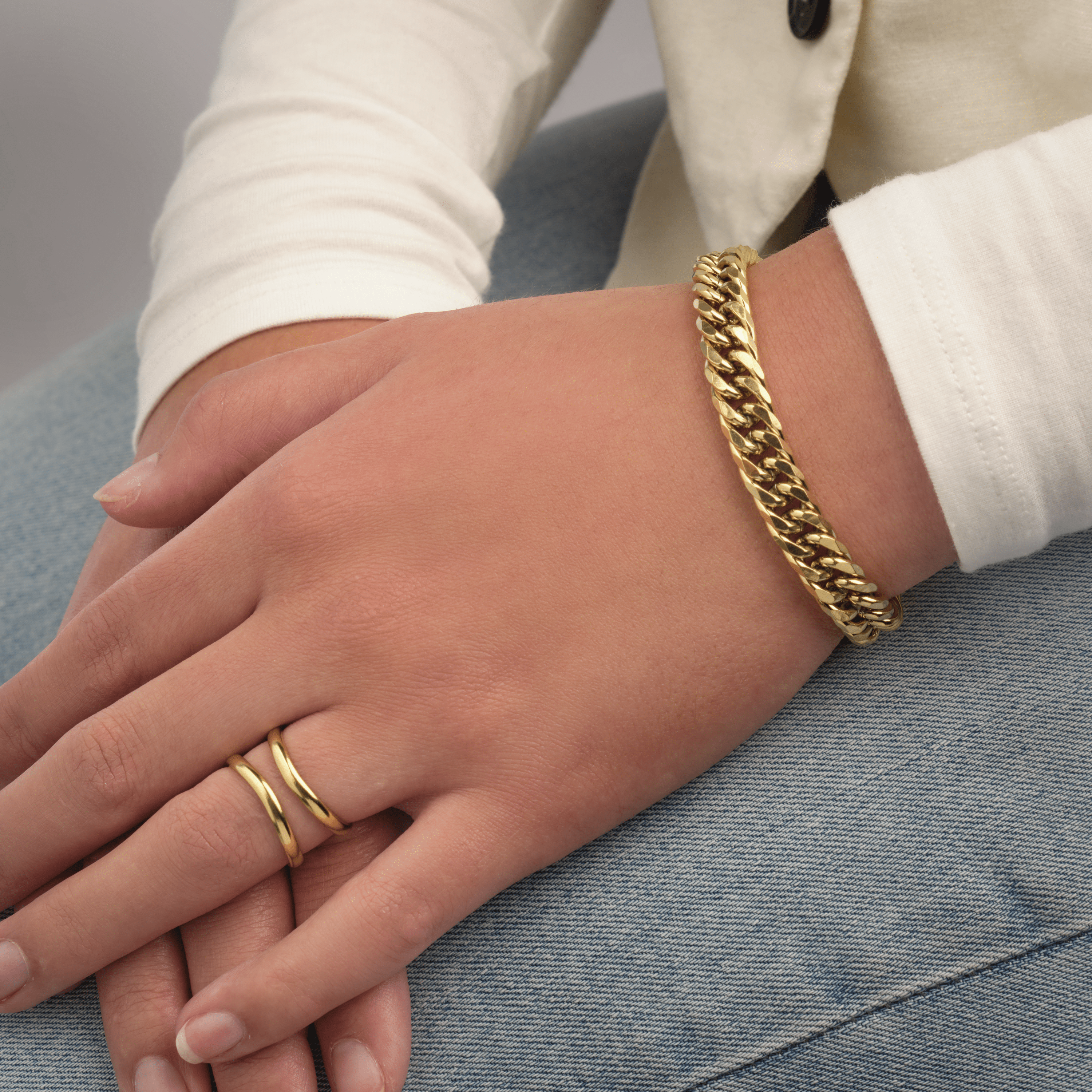 Chunky armband 9mm goud - Desieradenconcurrent.nl