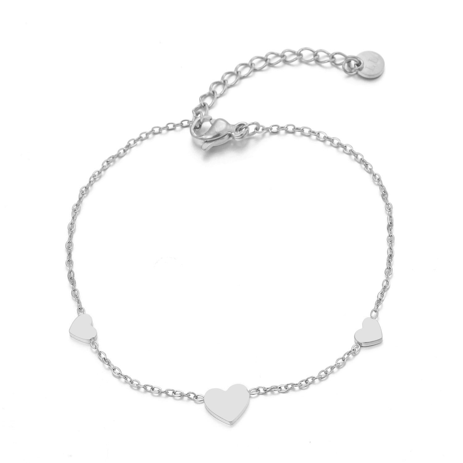 Drie hartjes armband zilver - Desieradenconcurrent.nl
