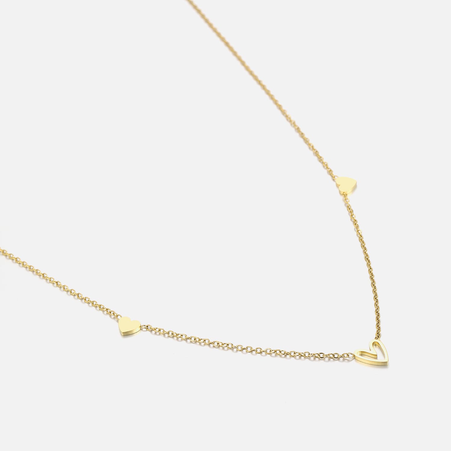 Drie hartjes ketting goud - Desieradenconcurrent.nl