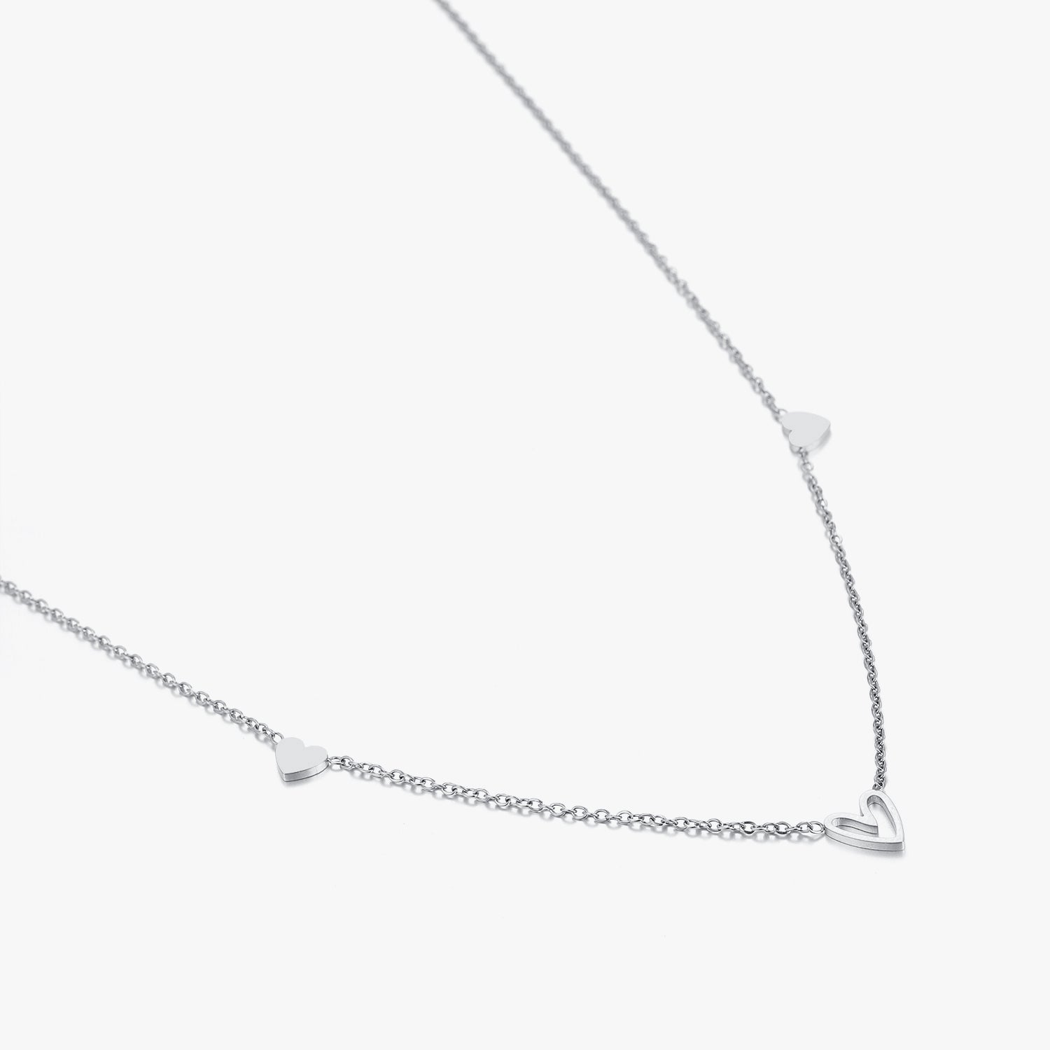 Drie hartjes ketting zilver - Desieradenconcurrent.nl