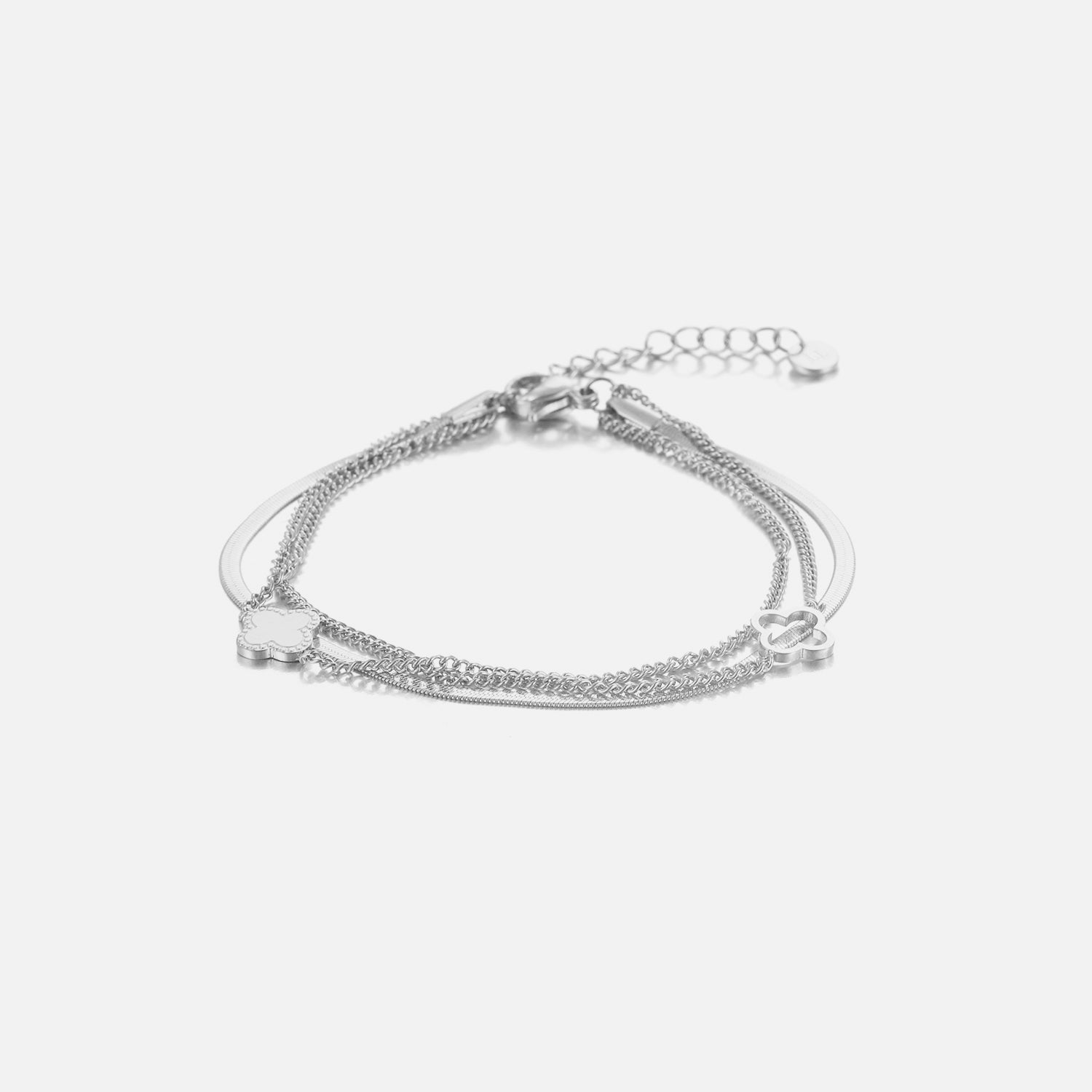 Drielaags armband klaver zilver - Desieradenconcurrent.nl