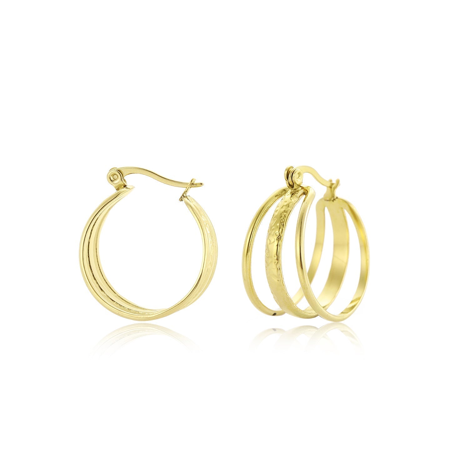Drielaags hoops goud - Desieradenconcurrent.nl