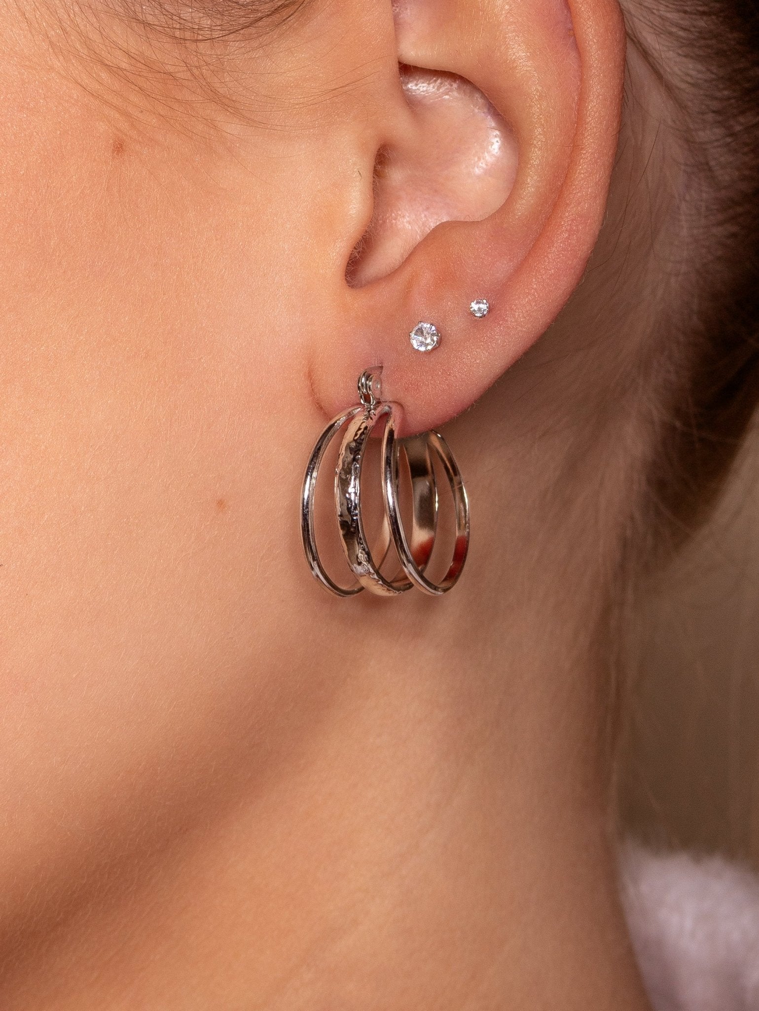 Drielaags hoops zilver - Desieradenconcurrent.nl
