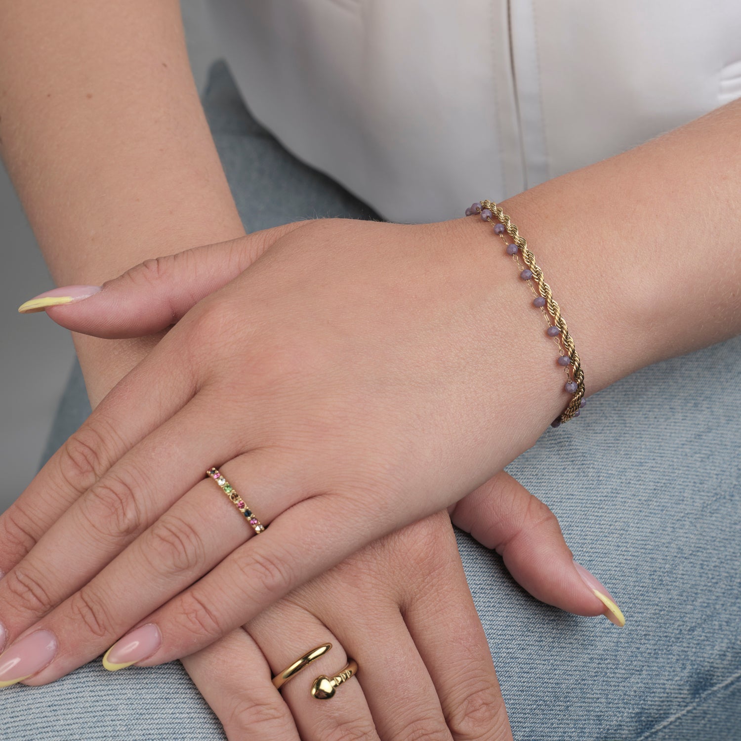 Dubbele armband paars goud - Desieradenconcurrent.nl