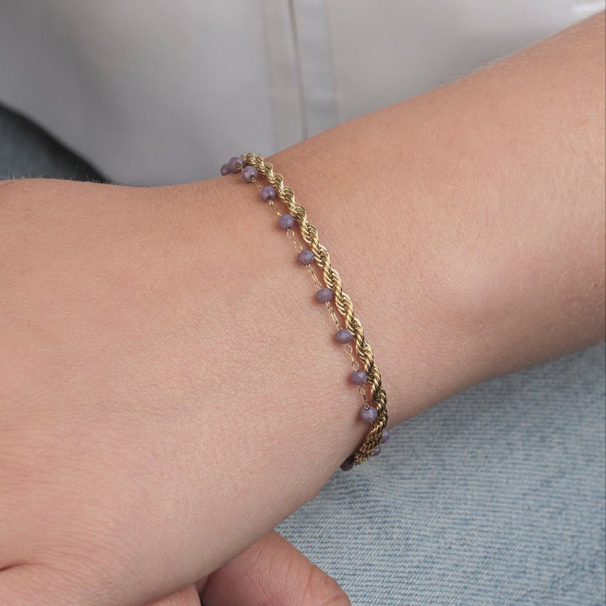 Dubbele armband paars goud - Desieradenconcurrent.nl