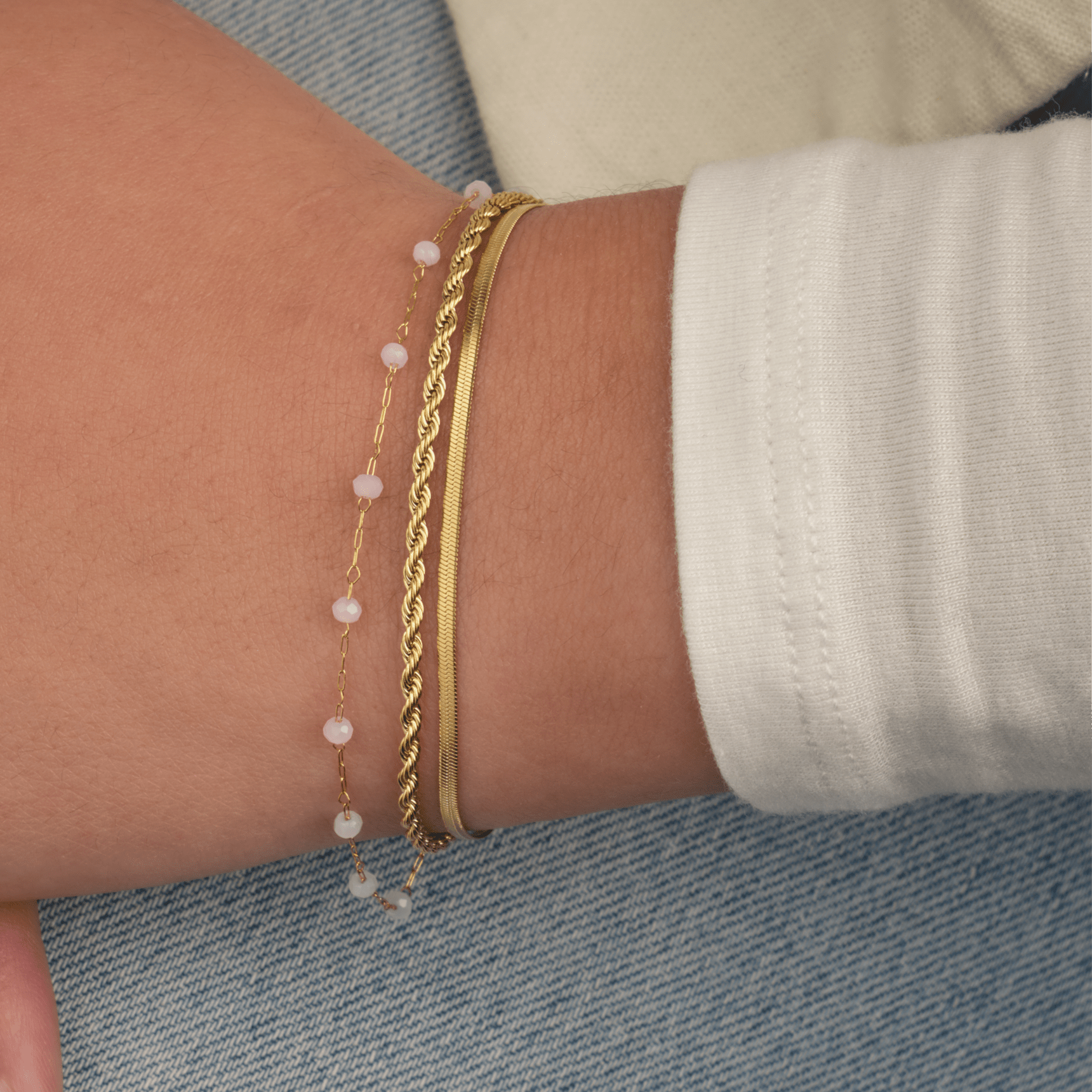 Dubbele armband roze goud - Desieradenconcurrent.nl