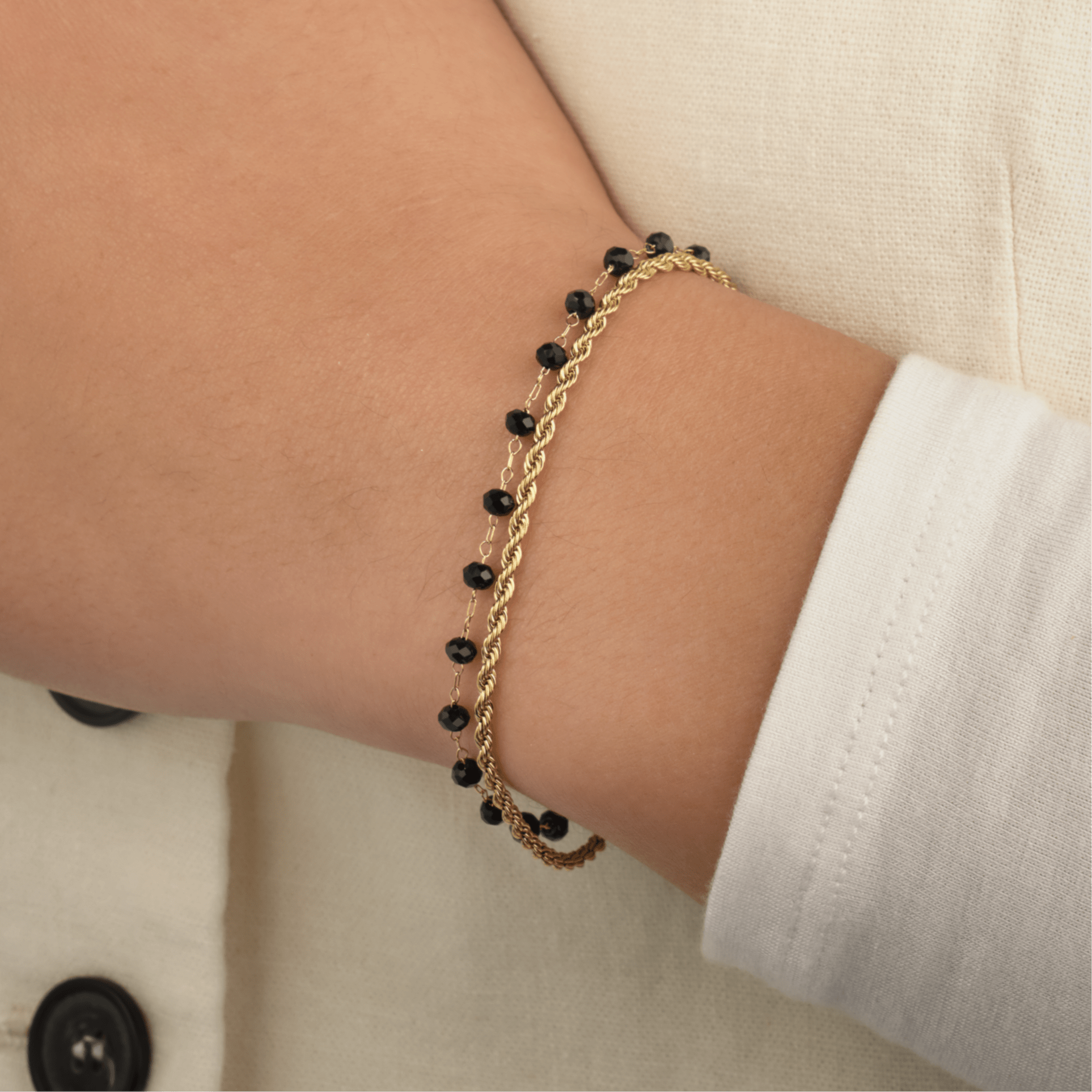 Dubbele armband zwart goud - Desieradenconcurrent.nl