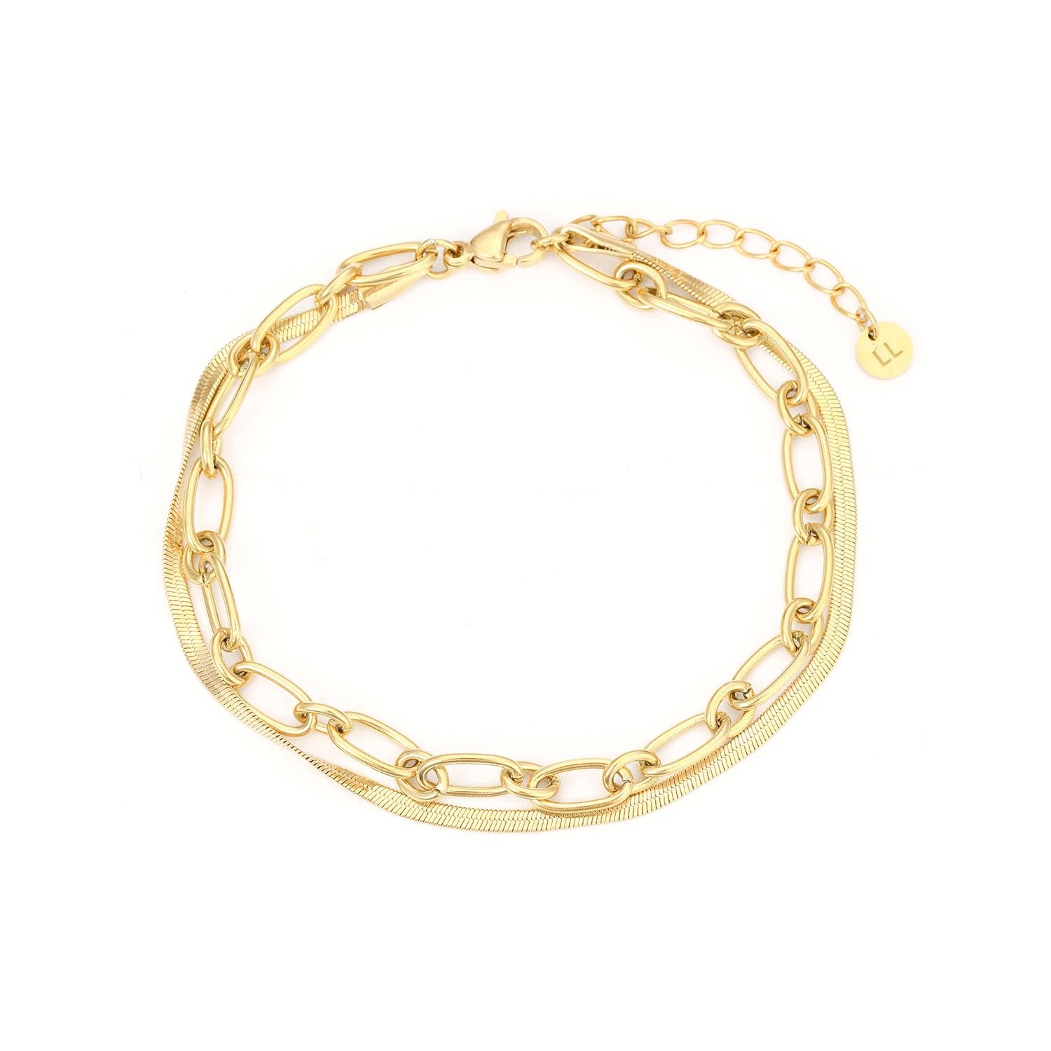 DYO Armband tweelaags plat goud - Desieradenconcurrent.nl